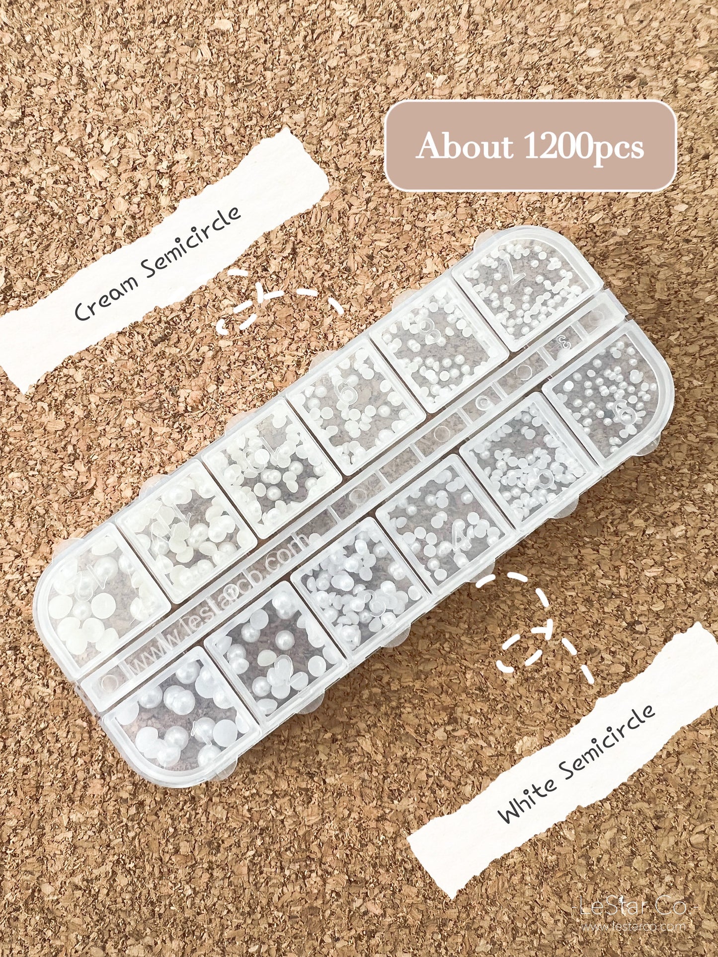 12 Grids Semicircle/Round Pearls Multi Size White Cream Pearls Nail Deco Mixed Semicircular pearls nail art charm UV gel UV resin crafts