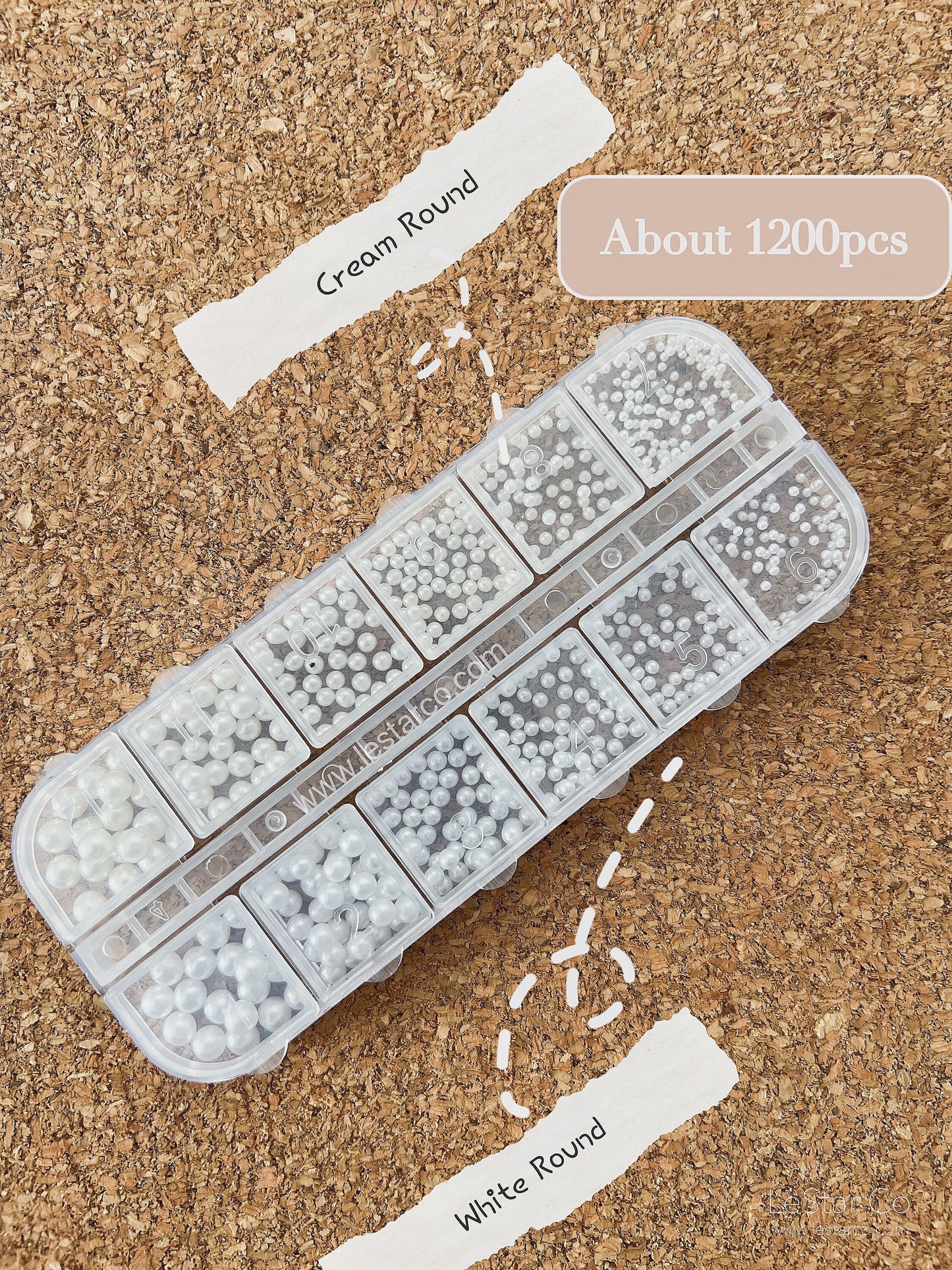 12 Grids Semicircle/Round Pearls Multi Size White Cream Pearls Nail Deco Mixed Semicircular pearls nail art charm UV gel UV resin crafts