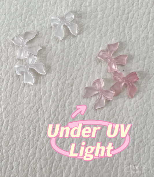 10PCS UV Colour Change Bowtie Ribbon/ Black /White Nail Decals/ Nail Art DIY Charm Bowknot  Resin Supply