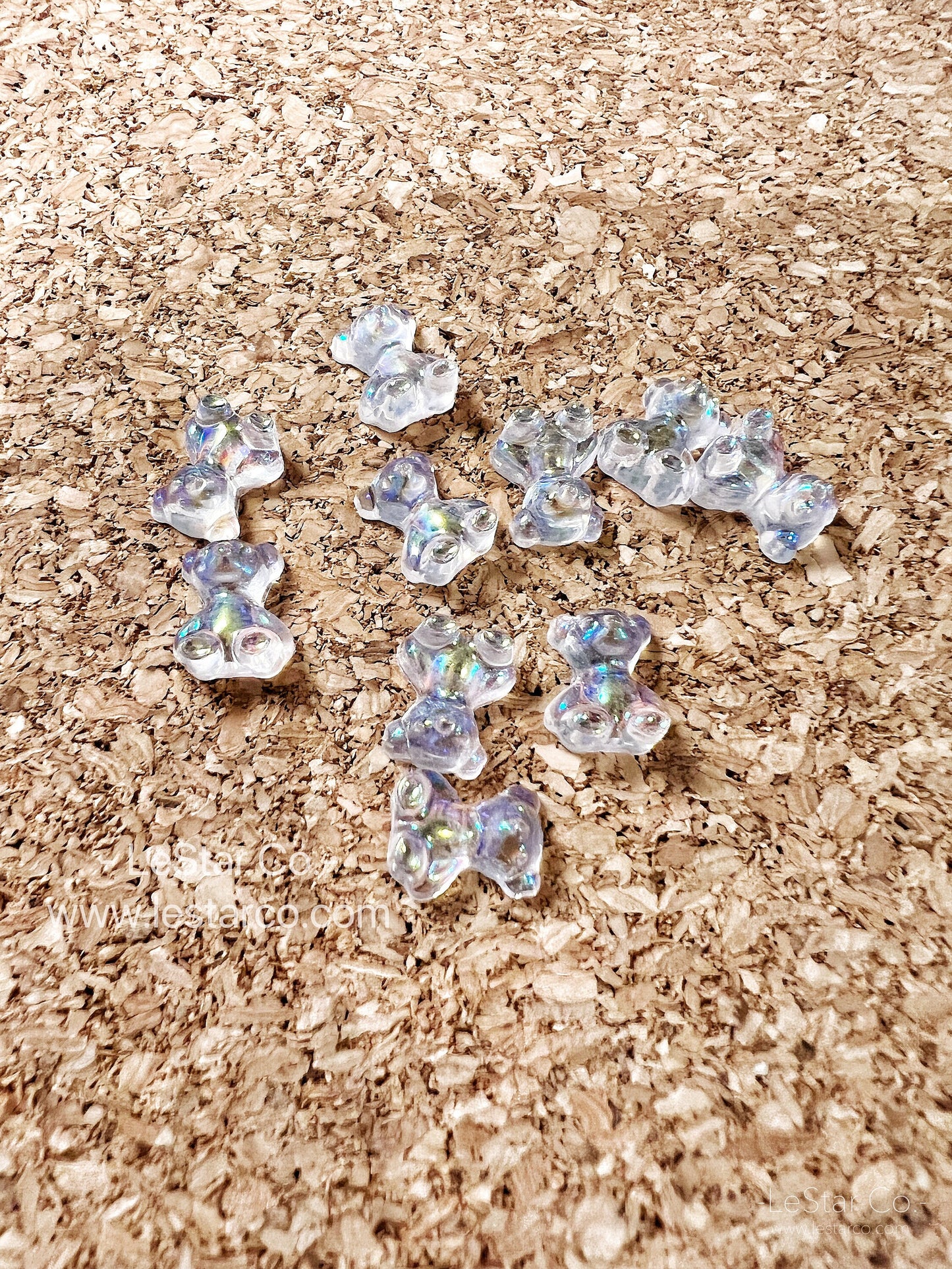 Acrylic Aurora 3D Teddy Bears Nail Art Nail Charms Decorations DIY Ornaments Manicure Design Accessories 10pcs