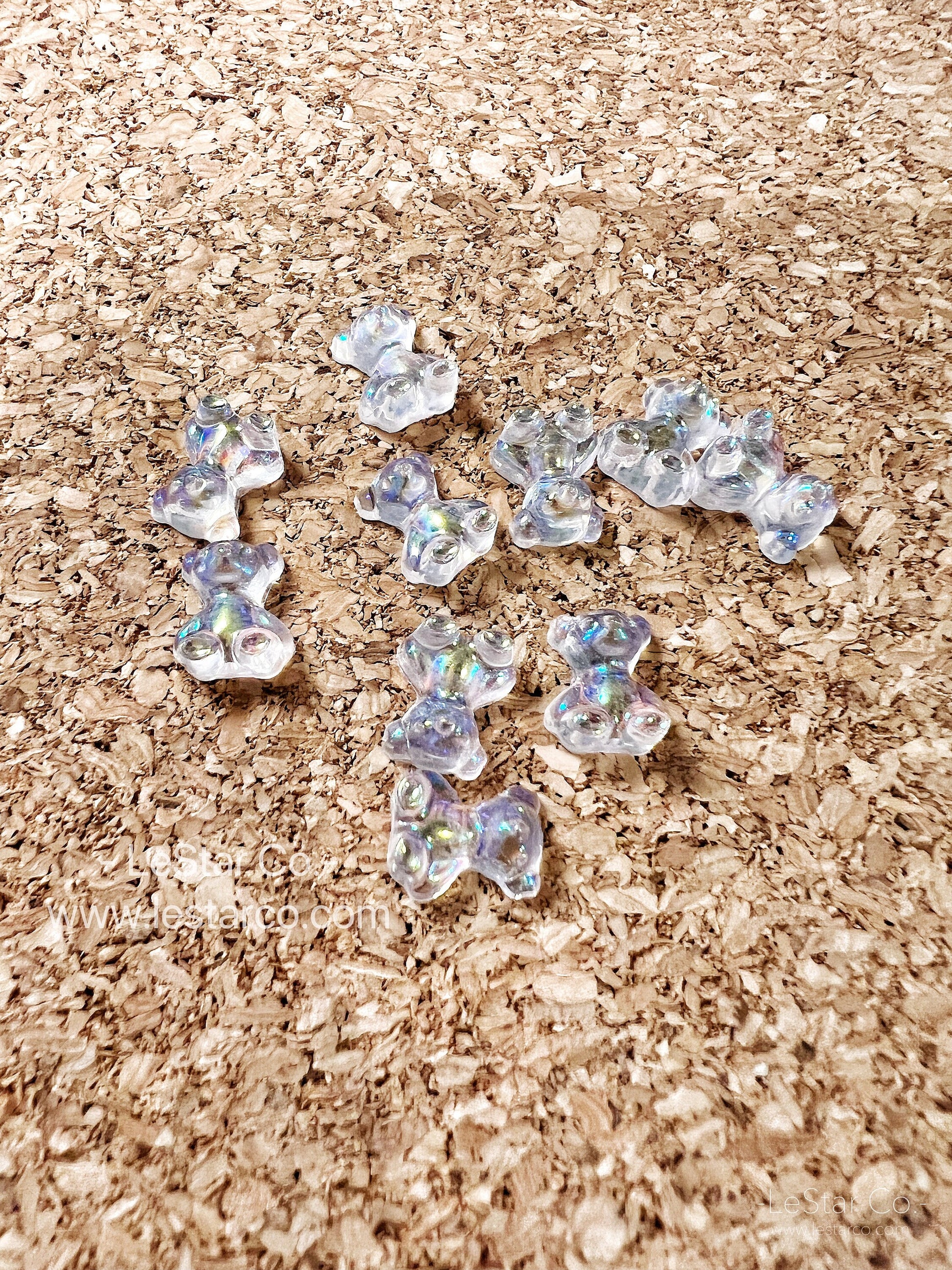 Acrylic Aurora 3D Teddy Bears Nail Art Nail Charms Decorations DIY Ornaments Manicure Design Accessories 10pcs