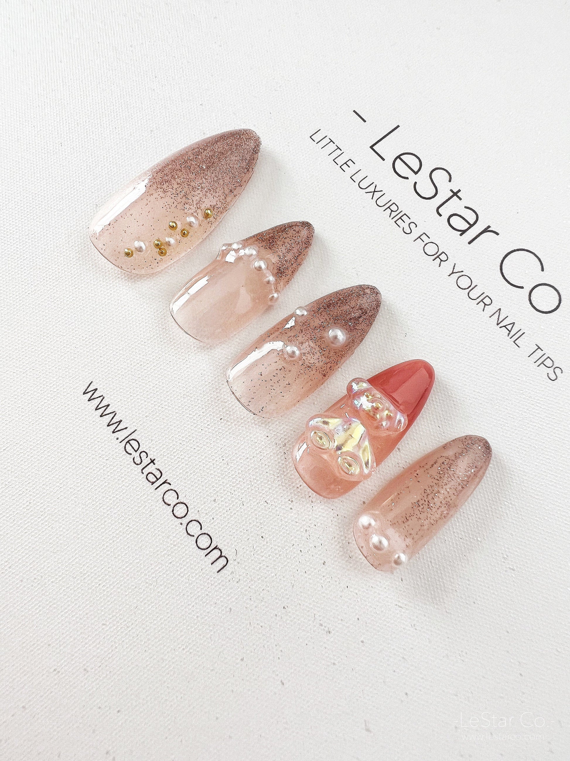 Reusable Shimmer Arora Teddy Bear Cloud Premium Press on Nails Gel Manicure | Fake Nails | Handmade | Lestarco faux nails XWZ190