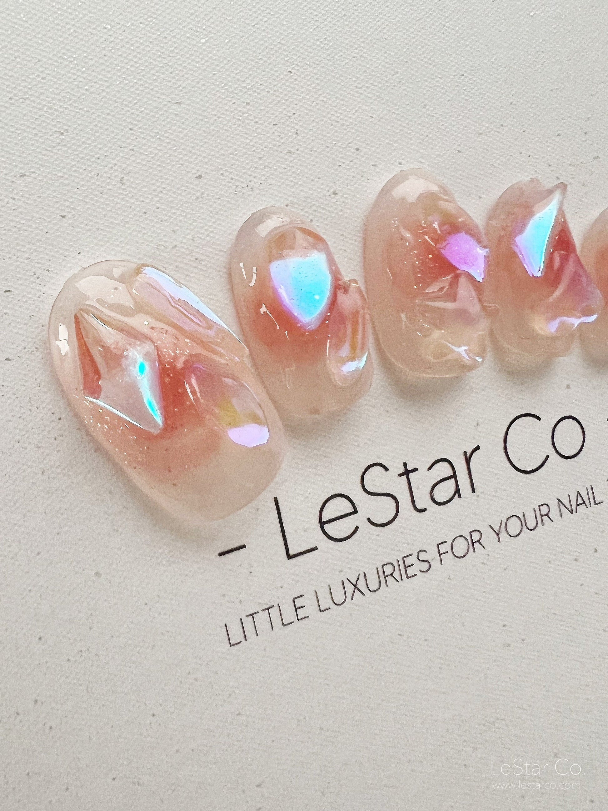 Reusable Blush Aura Crystal | Premium Press on Nails Gel | Fake Nails | Cute Fun Colorful Colorful Gel Nail Artist faux nails xwz211