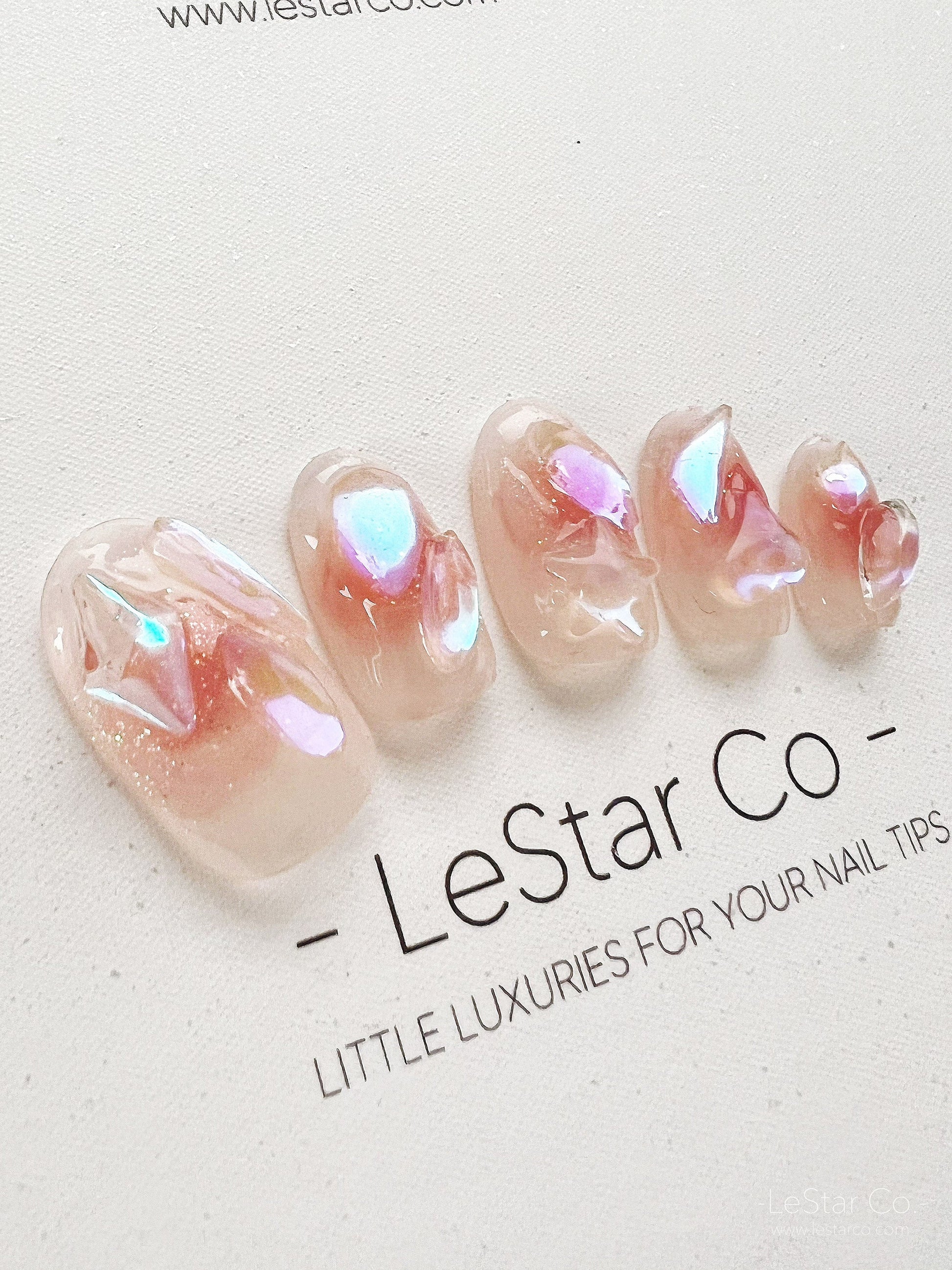 Reusable Blush Aura Crystal | Premium Press on Nails Gel | Fake Nails | Cute Fun Colorful Colorful Gel Nail Artist faux nails xwz211