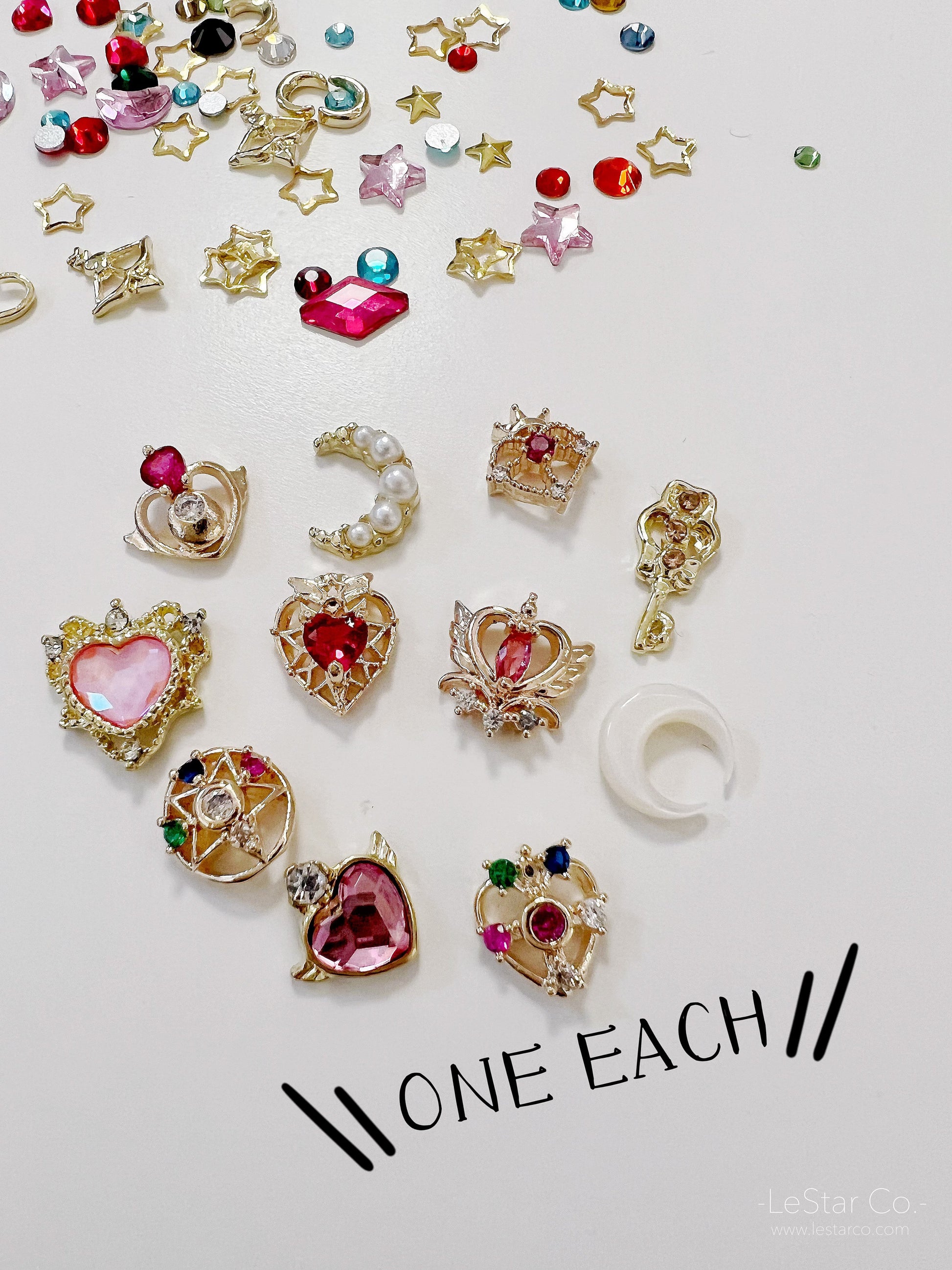 Mixed Sailor Moon Nail Art Rhinestone Nail Crystals Nail Charms Heart Nail Glitter Sequins 3D Nail Design Decorations DIY Accessories