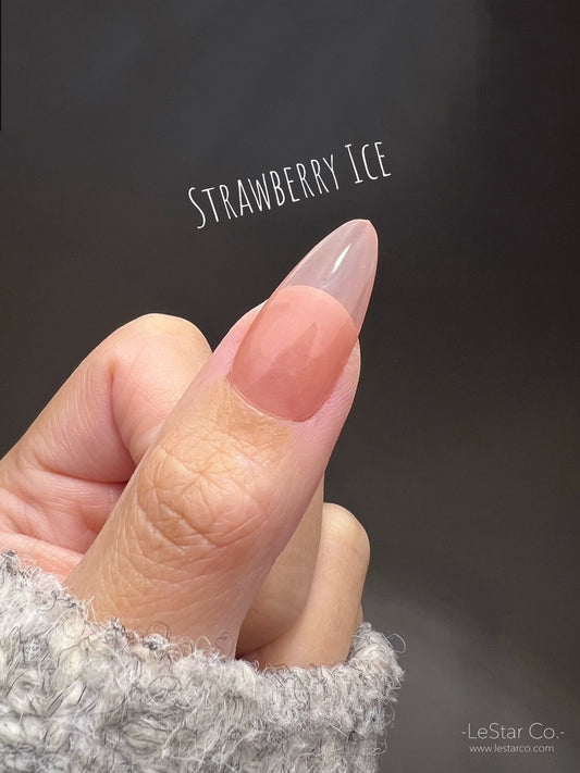 Strawberry Ice | Sheer Nude Coral Pink | Ultra Shine Long Lasting Brush on UV Gels Home Nail DIY False Tips Manicure Nail Art Supply