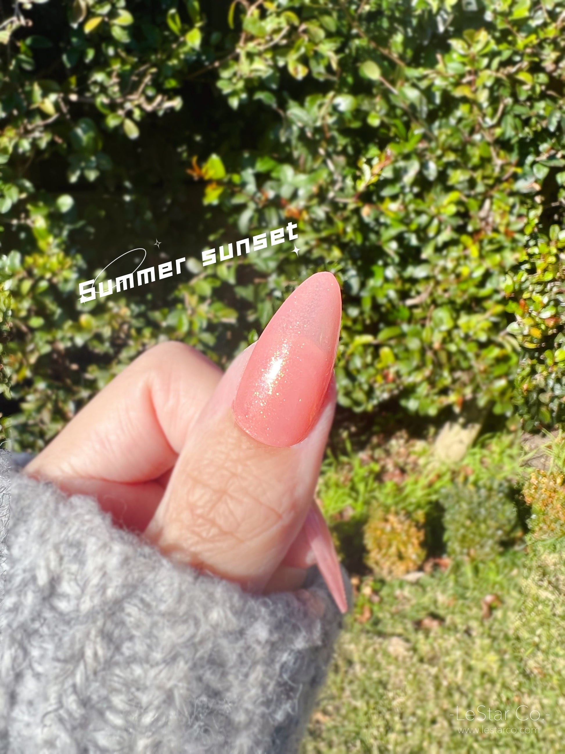 Summer Sunset | Orange Pink w/ Orange Shimmer Ultra Shine Long Lasting Brush on UV Gels Home Nail DIY False Tips Manicure Nail Art Supply