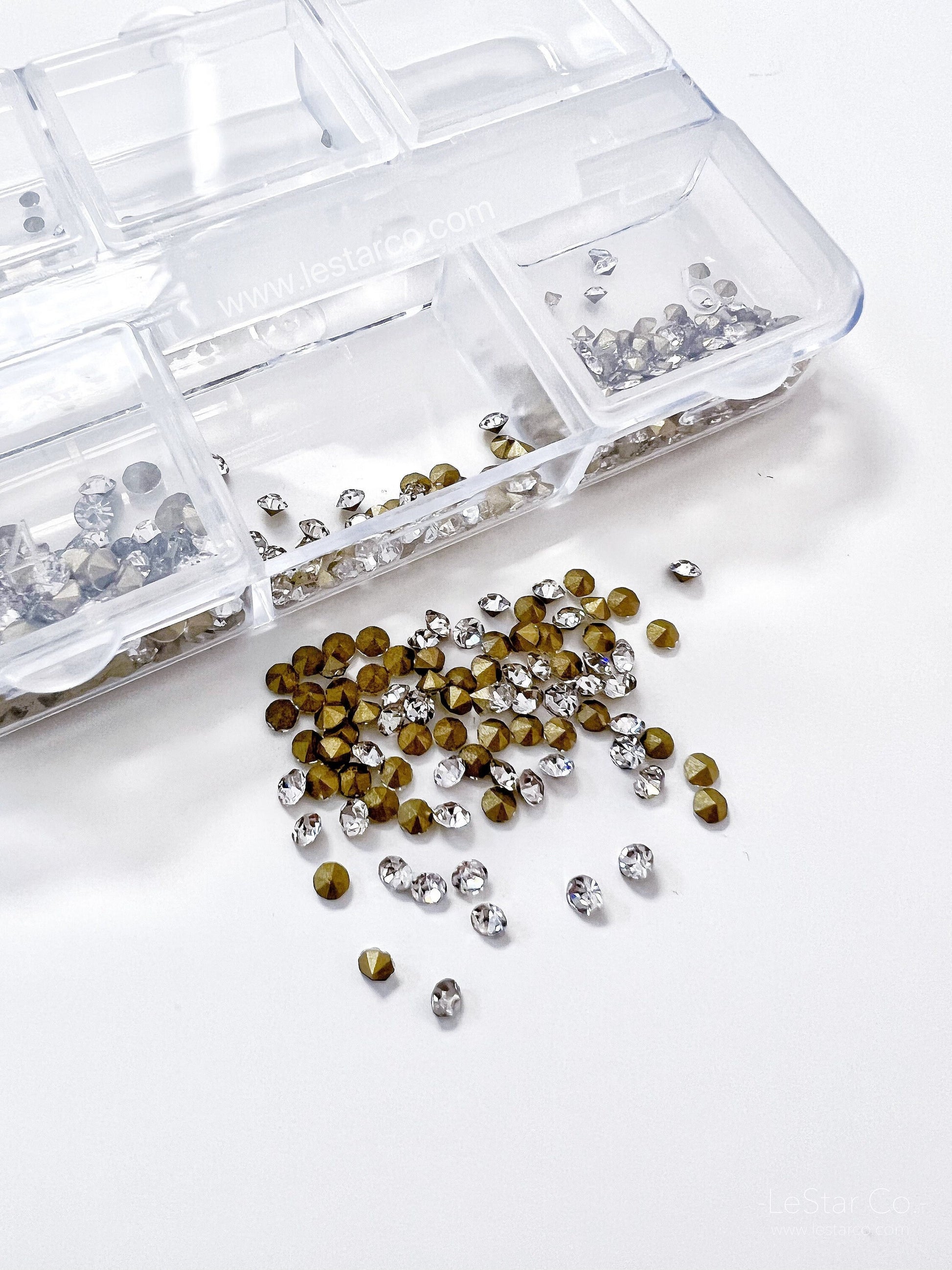 1000pcs Mixed sizes Pointed Back Rhinestones Diamond Crystal Gem stones Clear AB Diamonds Sequins 3D Nail Design Decorations DIY Accessories