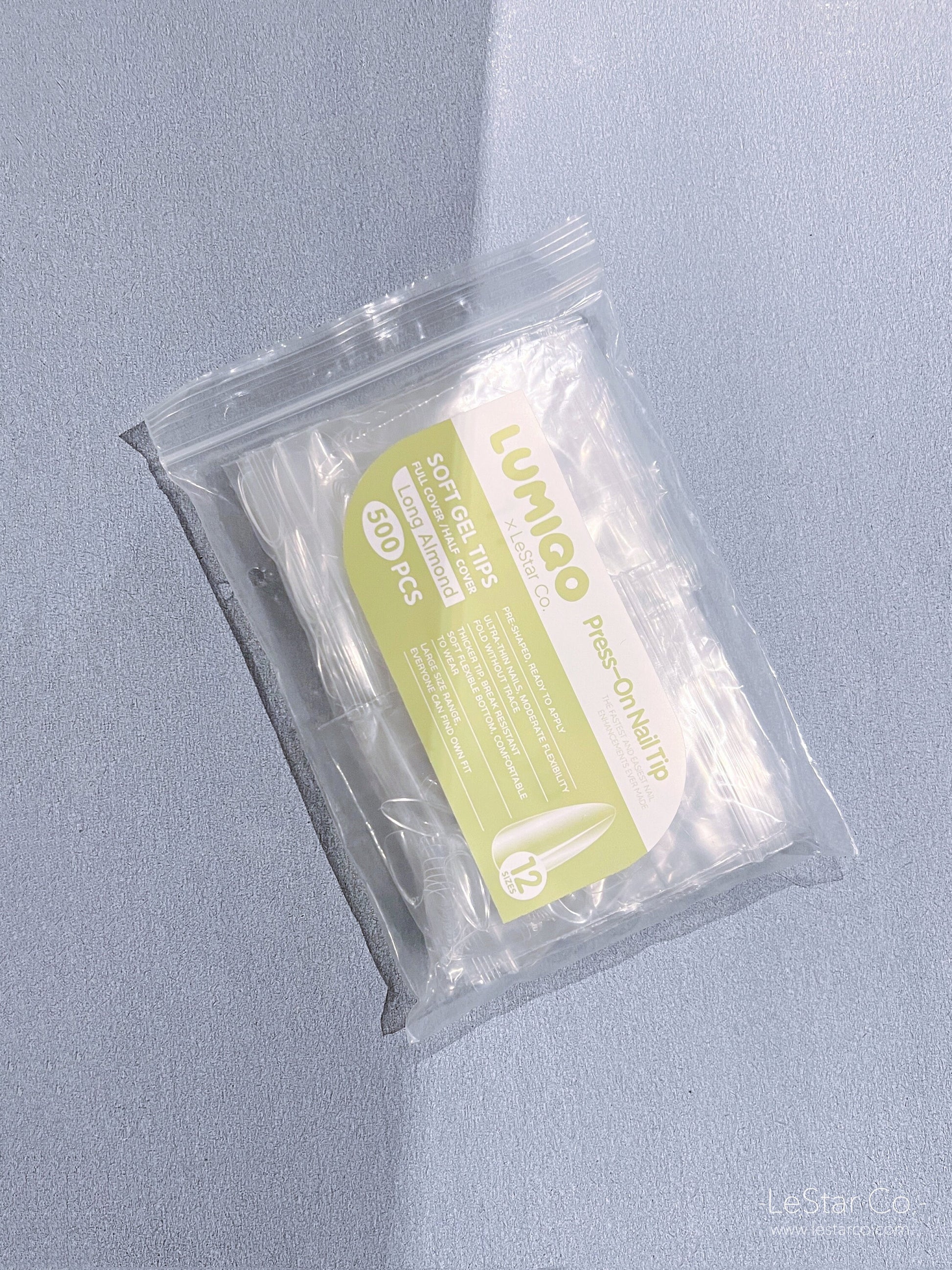 500pcs/12 Sizes Soft Gel Nail Tip Clear Long Almond Press on Nail  Full Cover/Half Cover False Nails By LUMIQO DIY Nailart