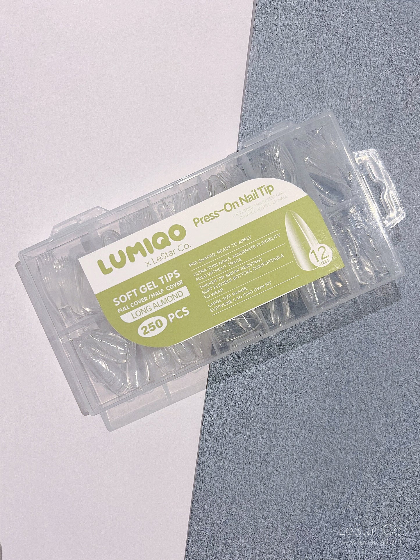 500pcs/12 Sizes Soft Gel Nail Tip Clear Long Almond Press on Nail Full Cover/Half Cover False Nails By LUMIQO DIY Nailart