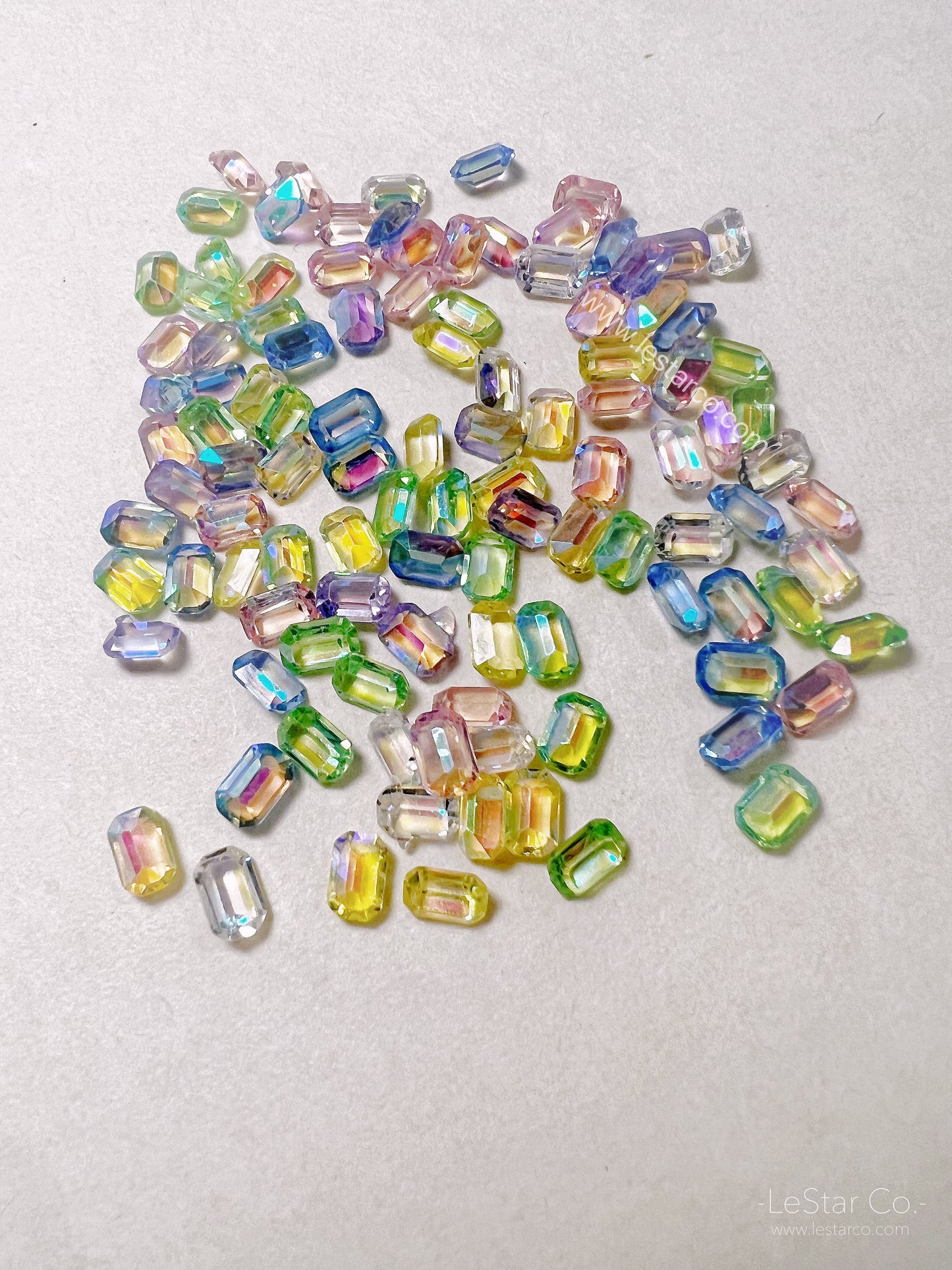 100pcs Mixed Colour iridescence Aurora Icy Candy Emerald Resin Diamond Rhinestone Clear AB 3D Nail Design Decorations DIY Accessories