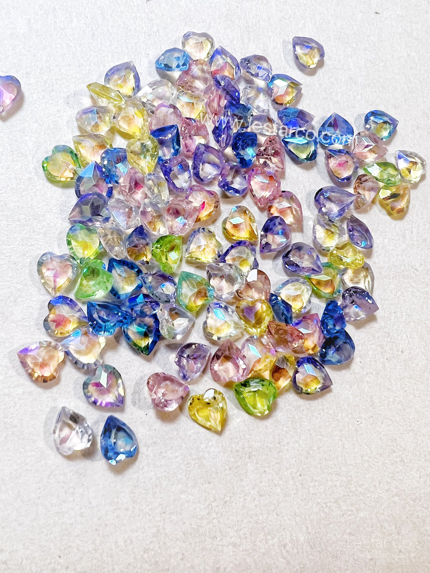 100pcs Mixed Colour iridescence Aurora Icy Candy Emerald Resin Diamond Rhinestone Clear AB 3D Nail Design Decorations DIY Accessories