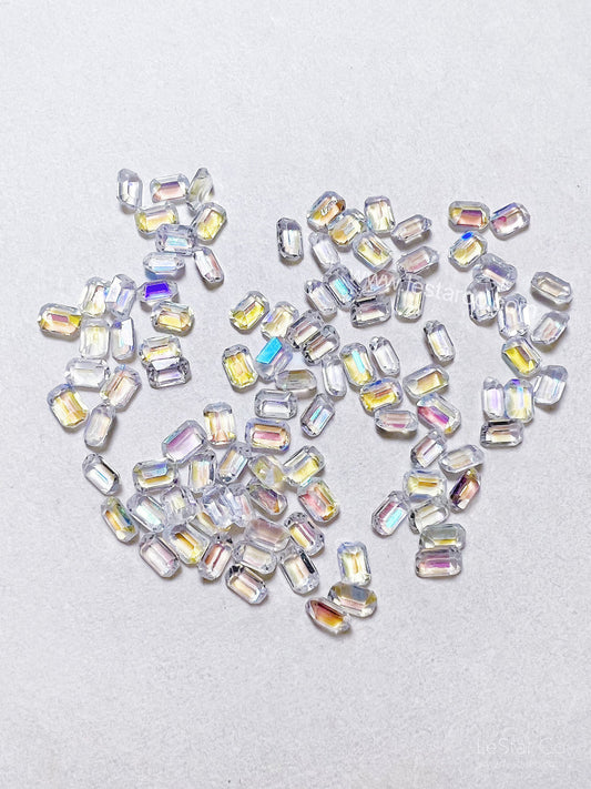 100pcs Mixed Colour iridescence Aurora Icy Candy Emerald Resin Diamond Rhinestone Clear AB  3D Nail Design Decorations DIY Accessories
