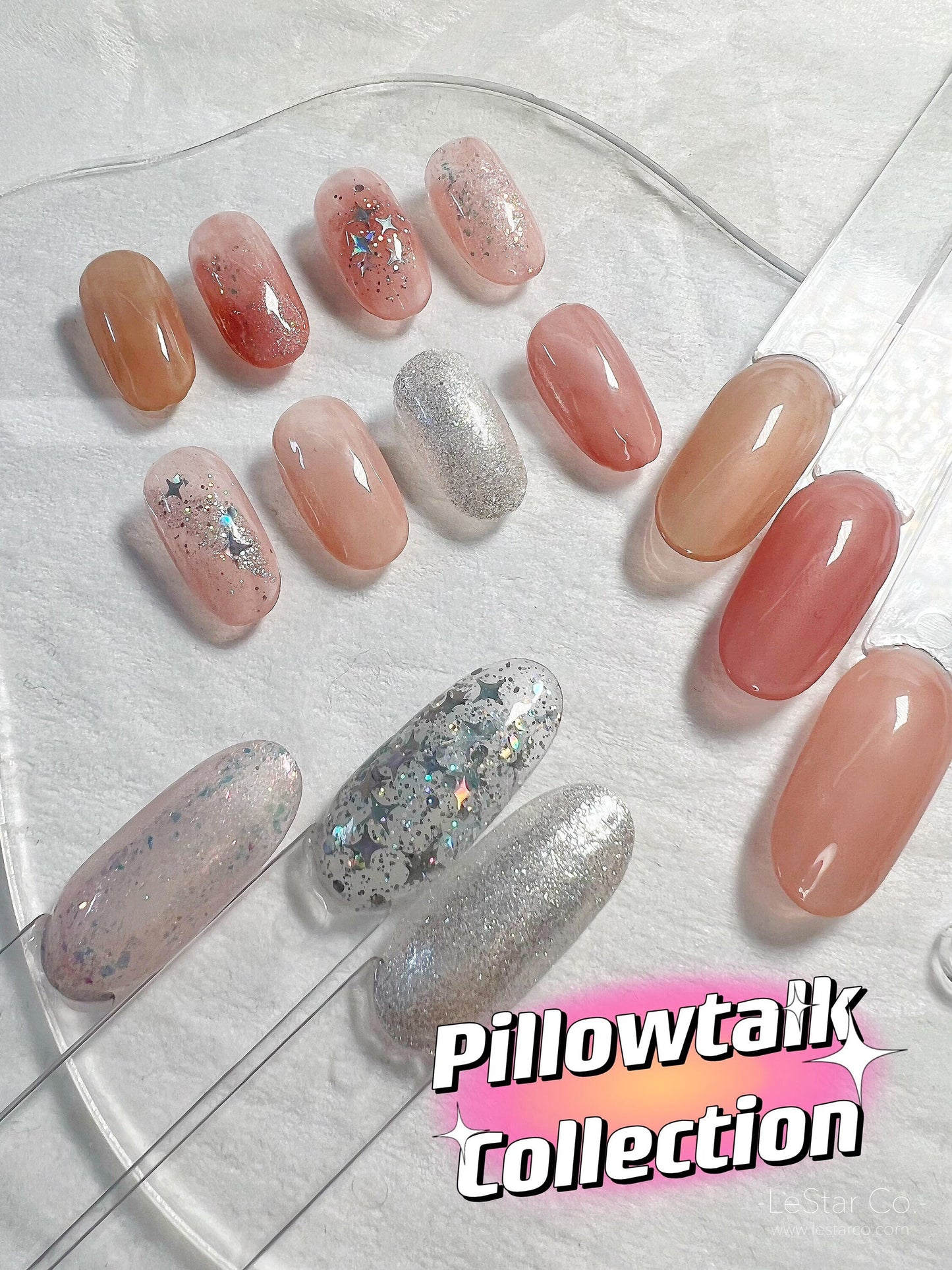 Pillowtalk Collection | Pink Nude Colour Shifting Glitter Gel Polish Ultra Shine Home Nail DIY False Tips Manicure Nail Art Supply By LUMIQO
