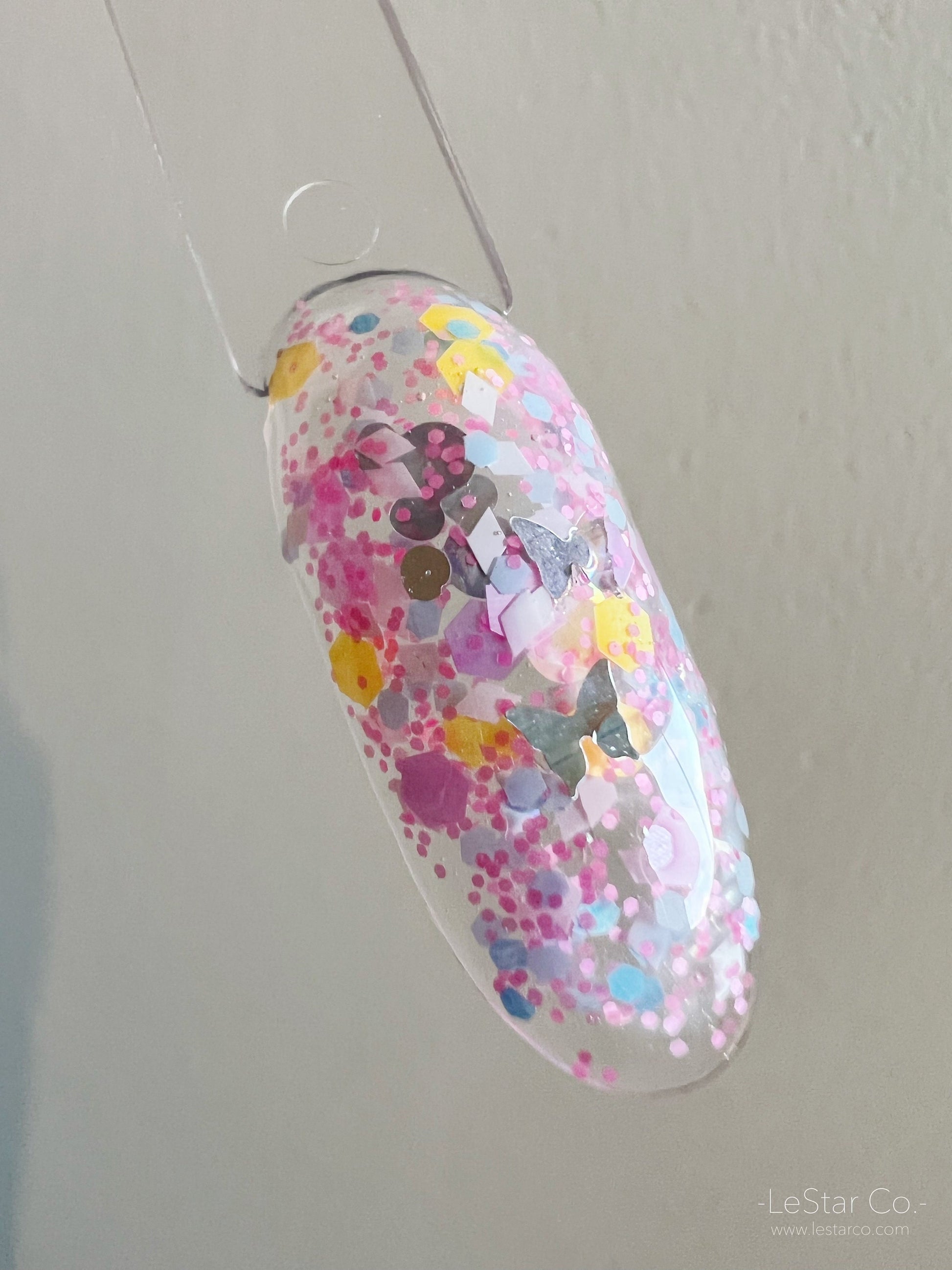 Playground | Mixed Pastel Colour Particles Silver Butterfly  | Ultra Shine UV Gels Polish Home Nail DIY False Tips Nail Art Supply