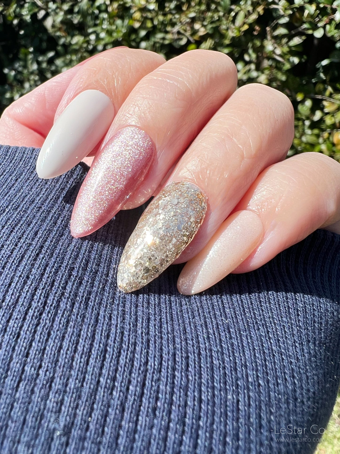 Ballet Shoes | Nude mix Silver Shimmer | Ultra Shine Long Lasting Brush on UV Gels Home Nail DIY False Tips Manicure Nail Art Supply