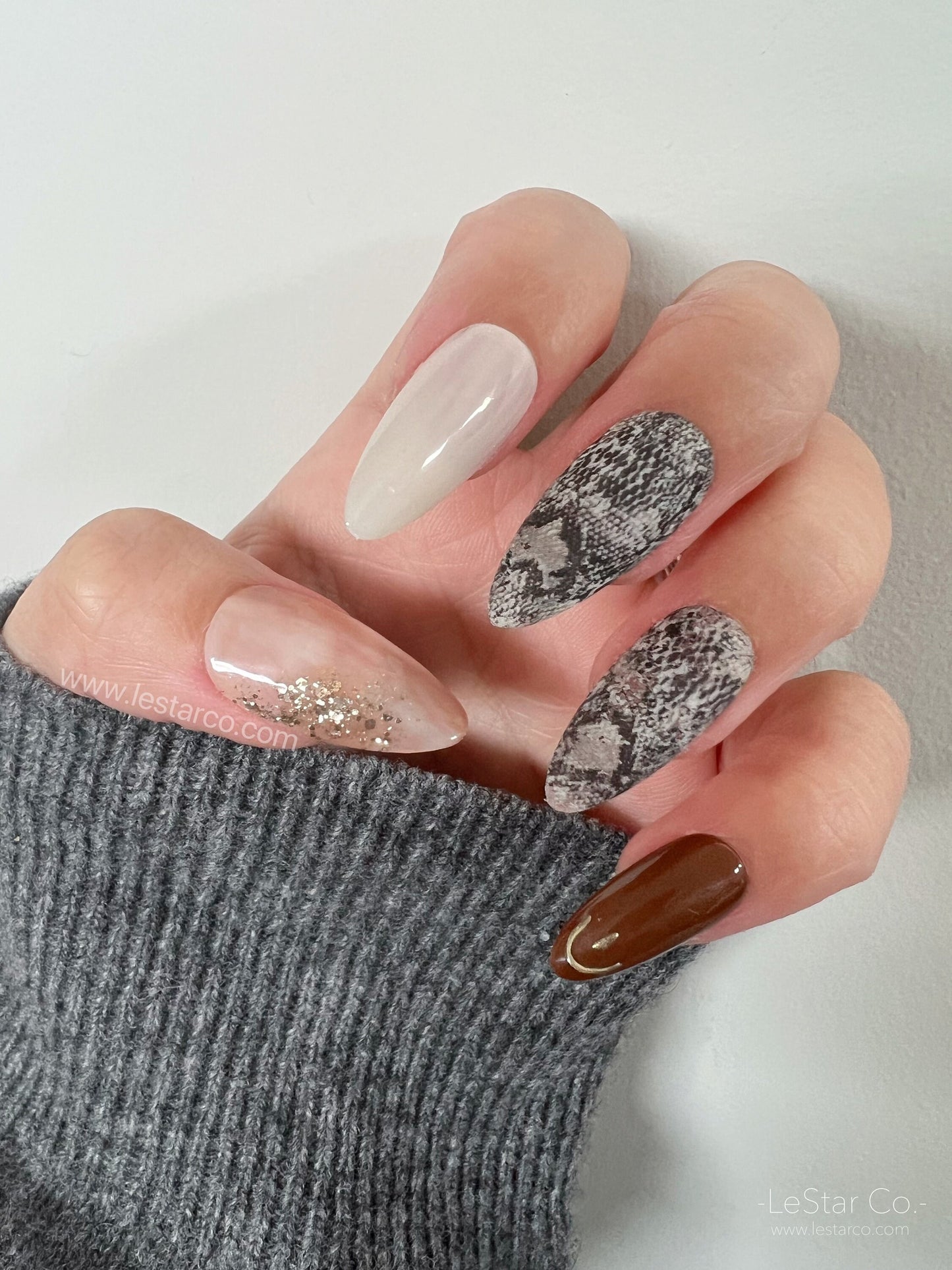 Reusable Python | Premium Press on Nails Gel | Fake Nails | Cute Fun Colorful Colorful Gel Nail Artist faux nails 159zz