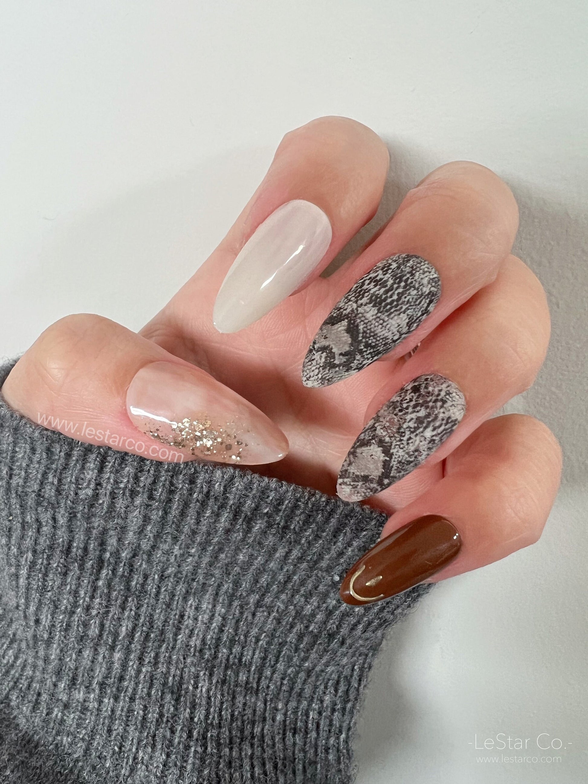 Reusable Python | Premium Press on Nails Gel | Fake Nails | Cute Fun Colorful Colorful Gel Nail Artist faux nails 159zz