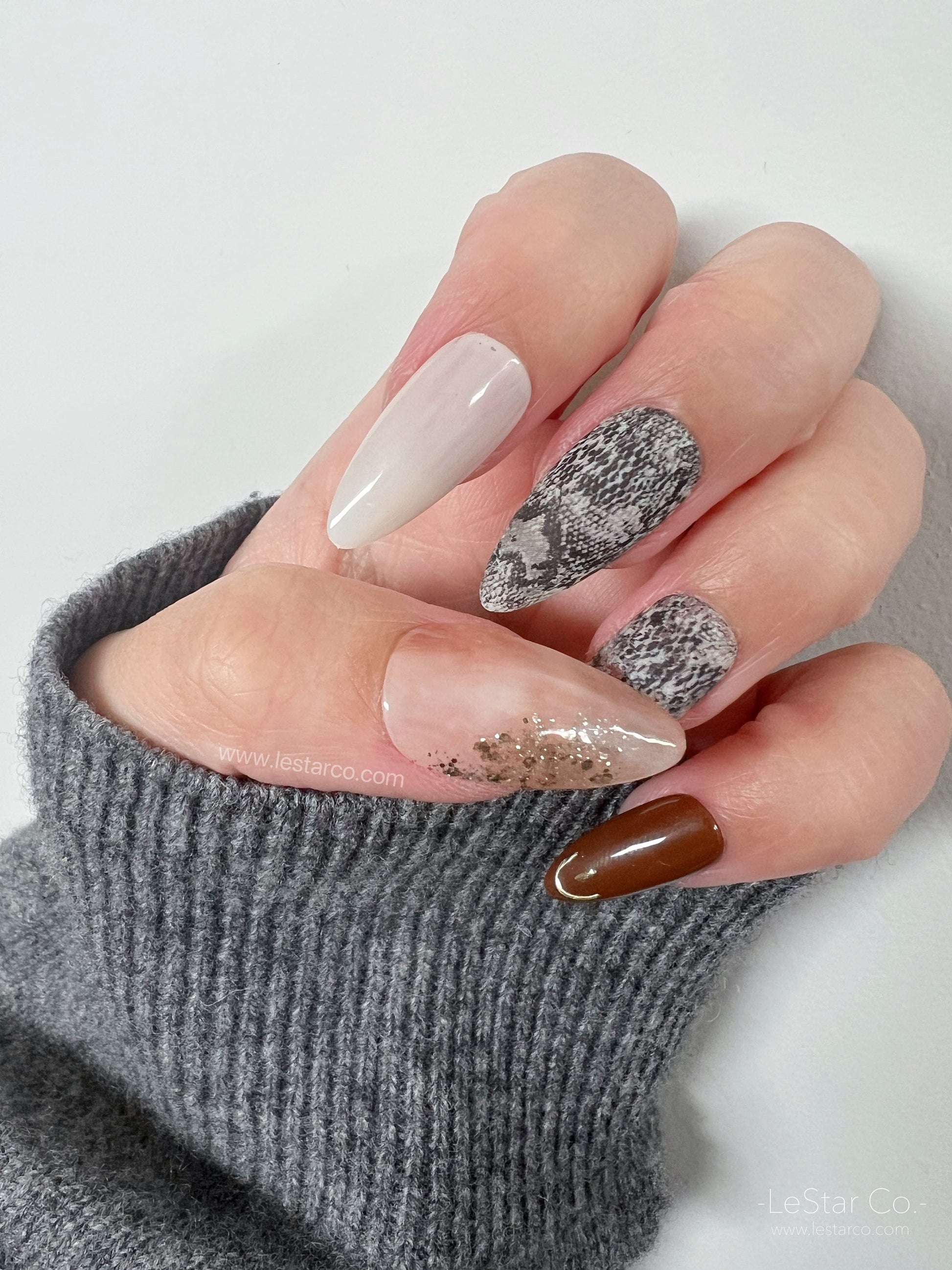 Reusable Python | Premium Press on Nails Gel | Fake Nails | Cute Fun Colorful Colorful Gel Nail Artist faux nails 159zz