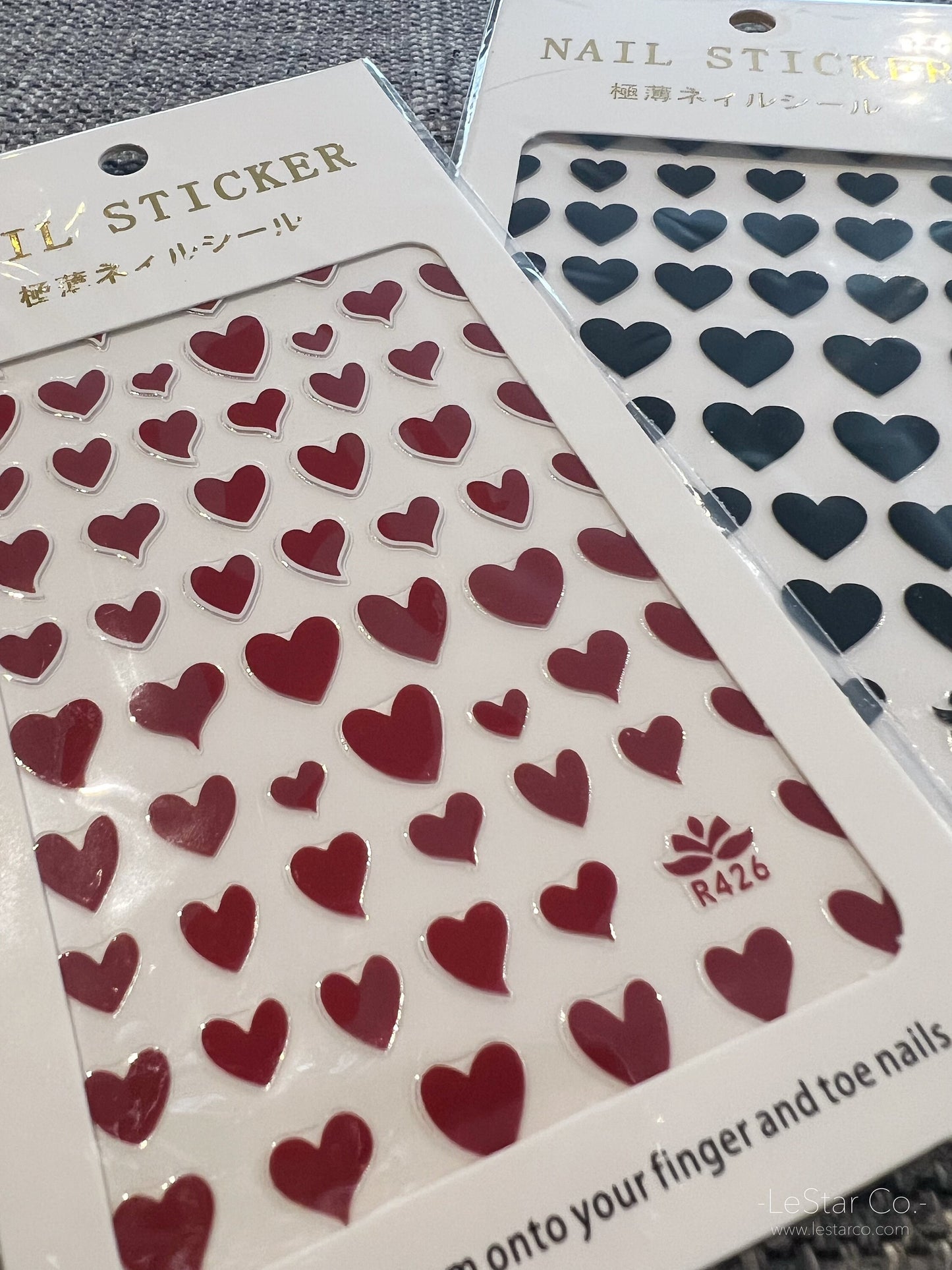 Red Heart Black Heart Nail Art Stickers | Nail Accessories | Self Adhesive Nail Decals | Nail Stickers D ecals