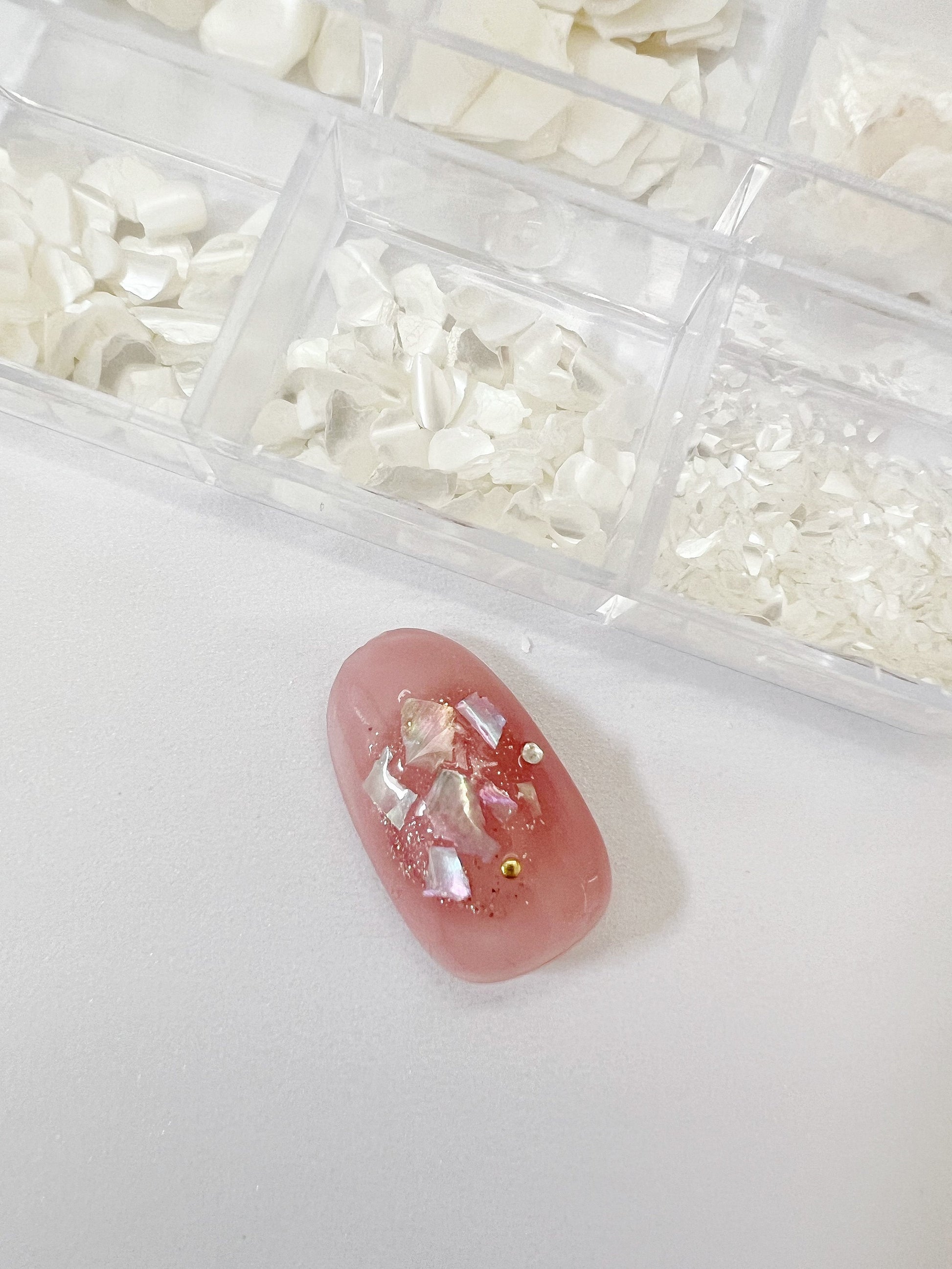 6 Grids Seashell Pearl Flakesr Natural Stone Nail Art Decorations | Nail Decals | Nail Art DIY