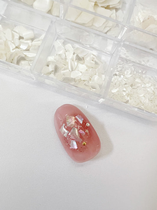 6 Grids Seashell Pearl Flakesr Natural Stone Nail Art Decorations | Nail Decals | Nail Art DIY