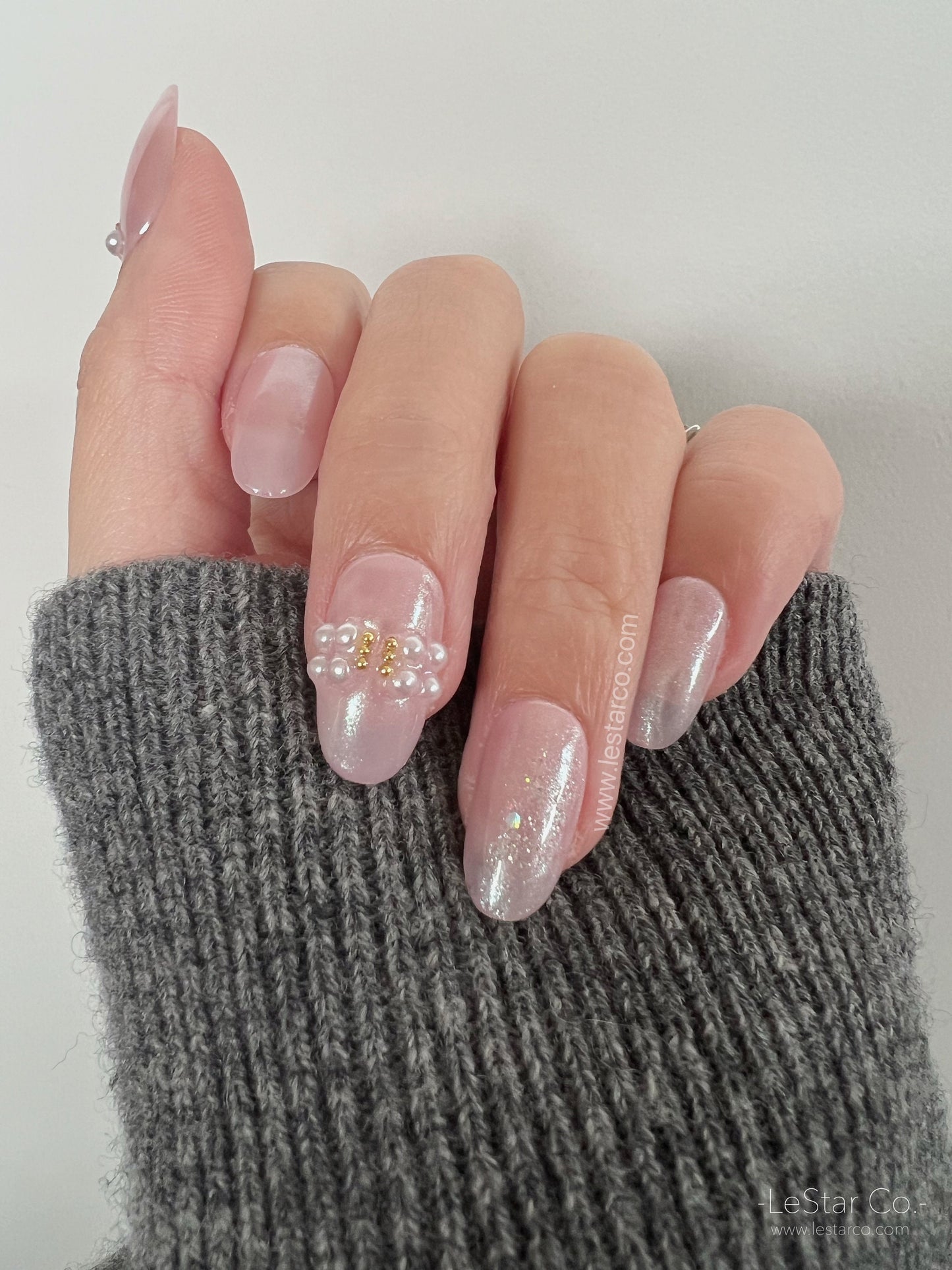 Reusable Pink Moonlight | Premium Press on Nails Gel | Fake Nails | Cute Fun Colorful Colorful Gel Nail Artist faux nails 160zz