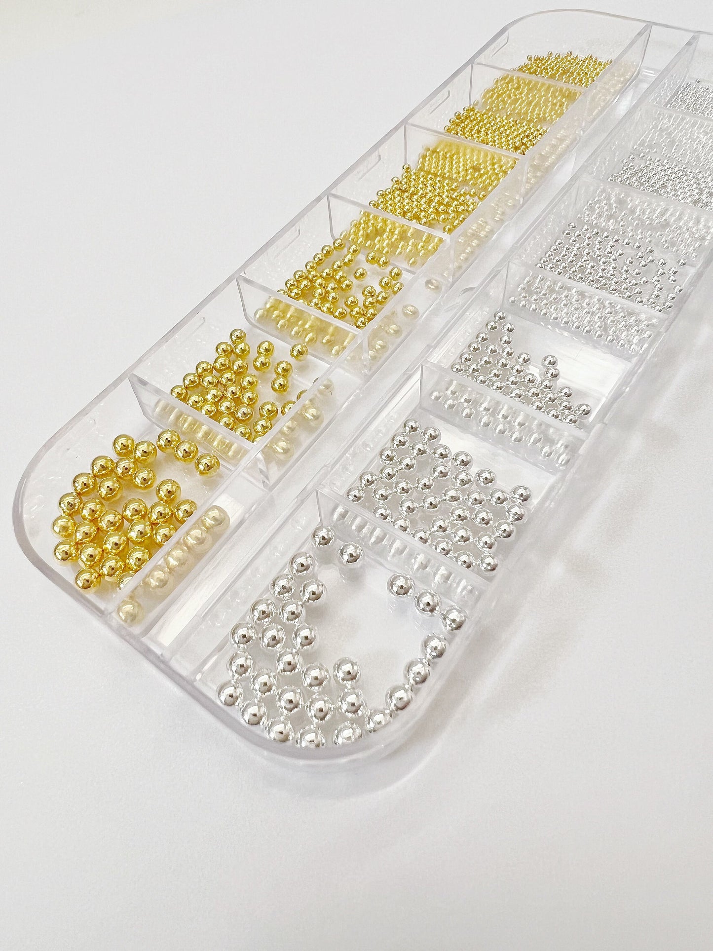 12 Grids/6 Sizes Mini Micro Stainless Steel Ball Bead Stud Gold Silver Nail Art Decorations | Nail Decals | Nail Art DIY