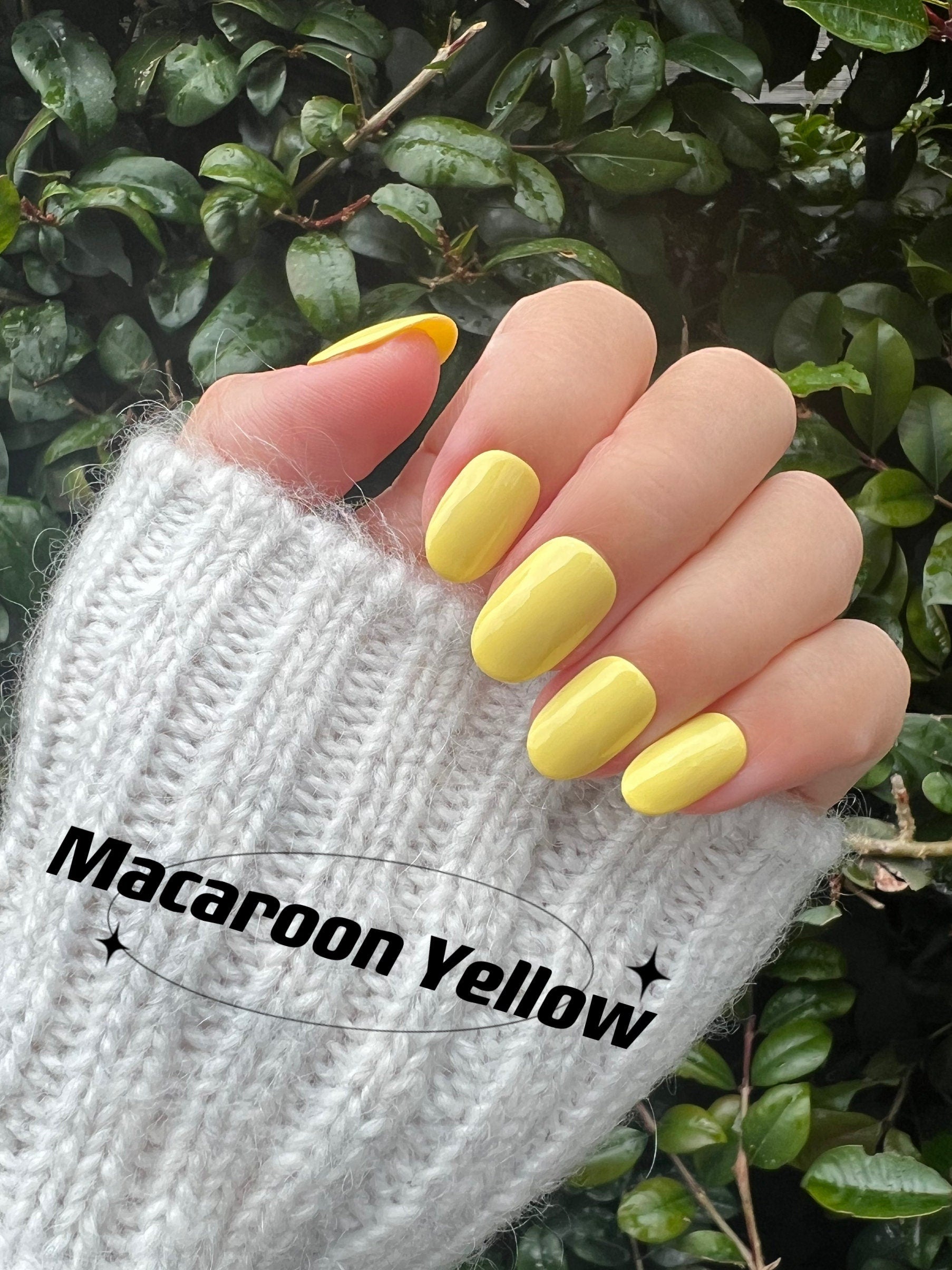 Macaroon Yellow Gel Polish | Bright Yellow | Ultra Shine Long Lasting Brush on UV Gels Home Nail DIY False Tips Manicure Nail Art Supply