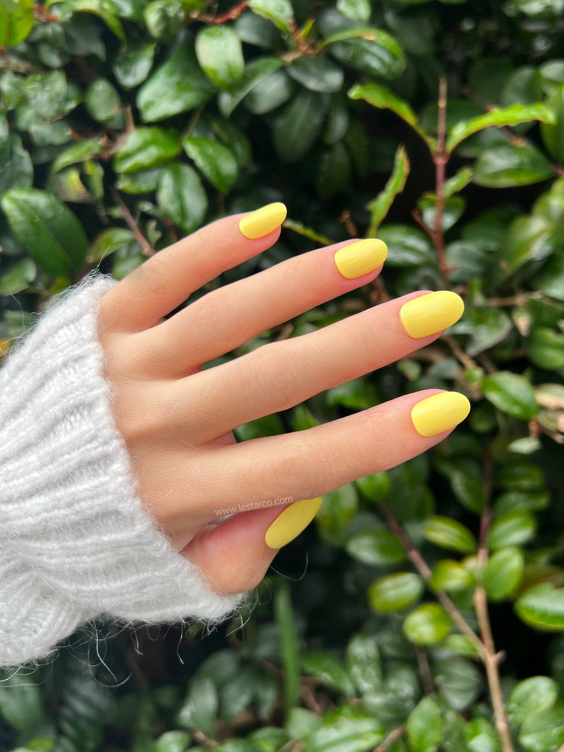 Macaroon Yellow Gel Polish | Bright Yellow | Ultra Shine Long Lasting Brush on UV Gels Home Nail DIY False Tips Manicure Nail Art Supply