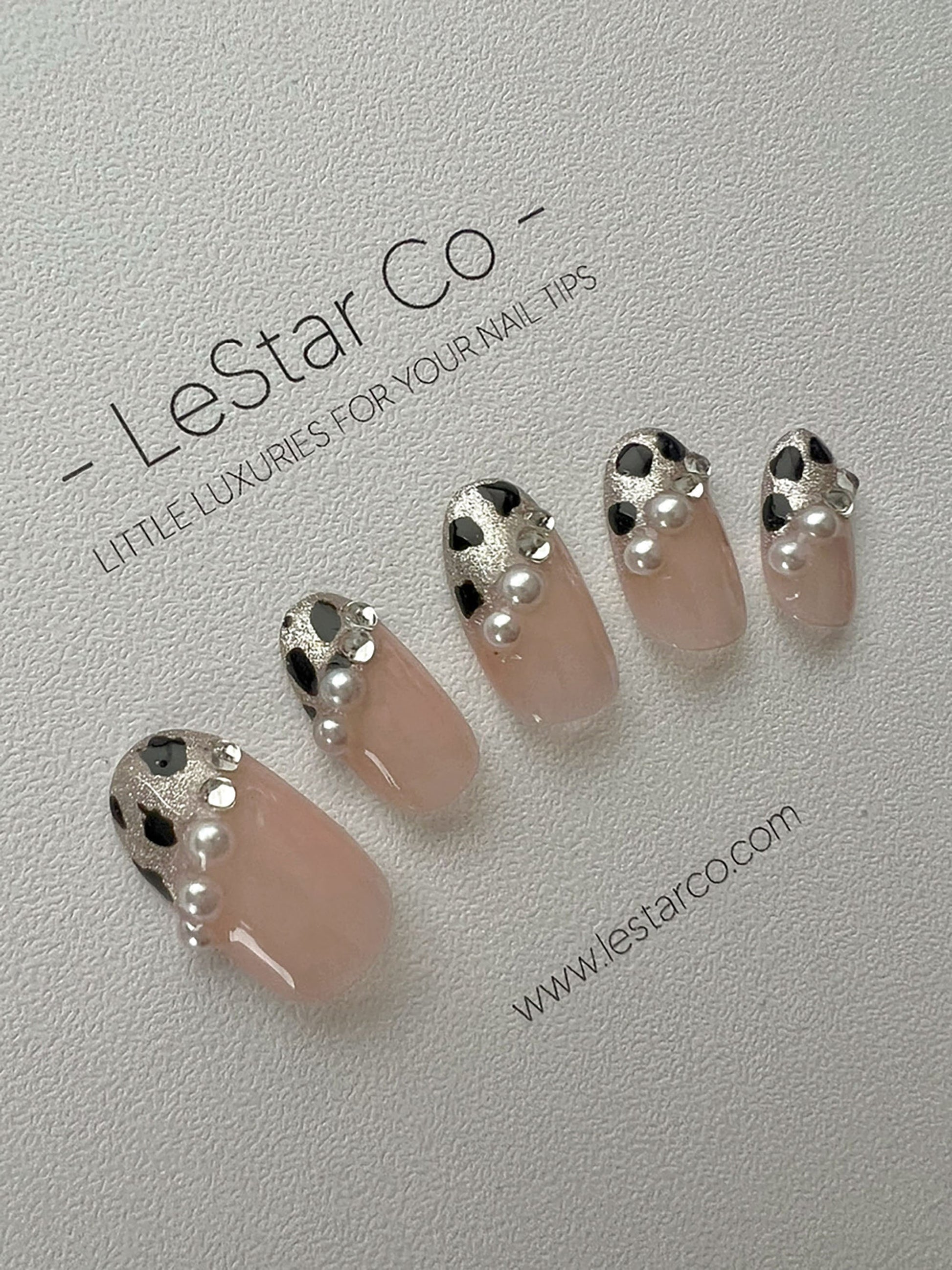 Reusable Leopard and Pearl | Premium Press on Nails Gel | Fake Nails | Cute Fun Colorful Colorful Gel Nail Artist faux nails xx221