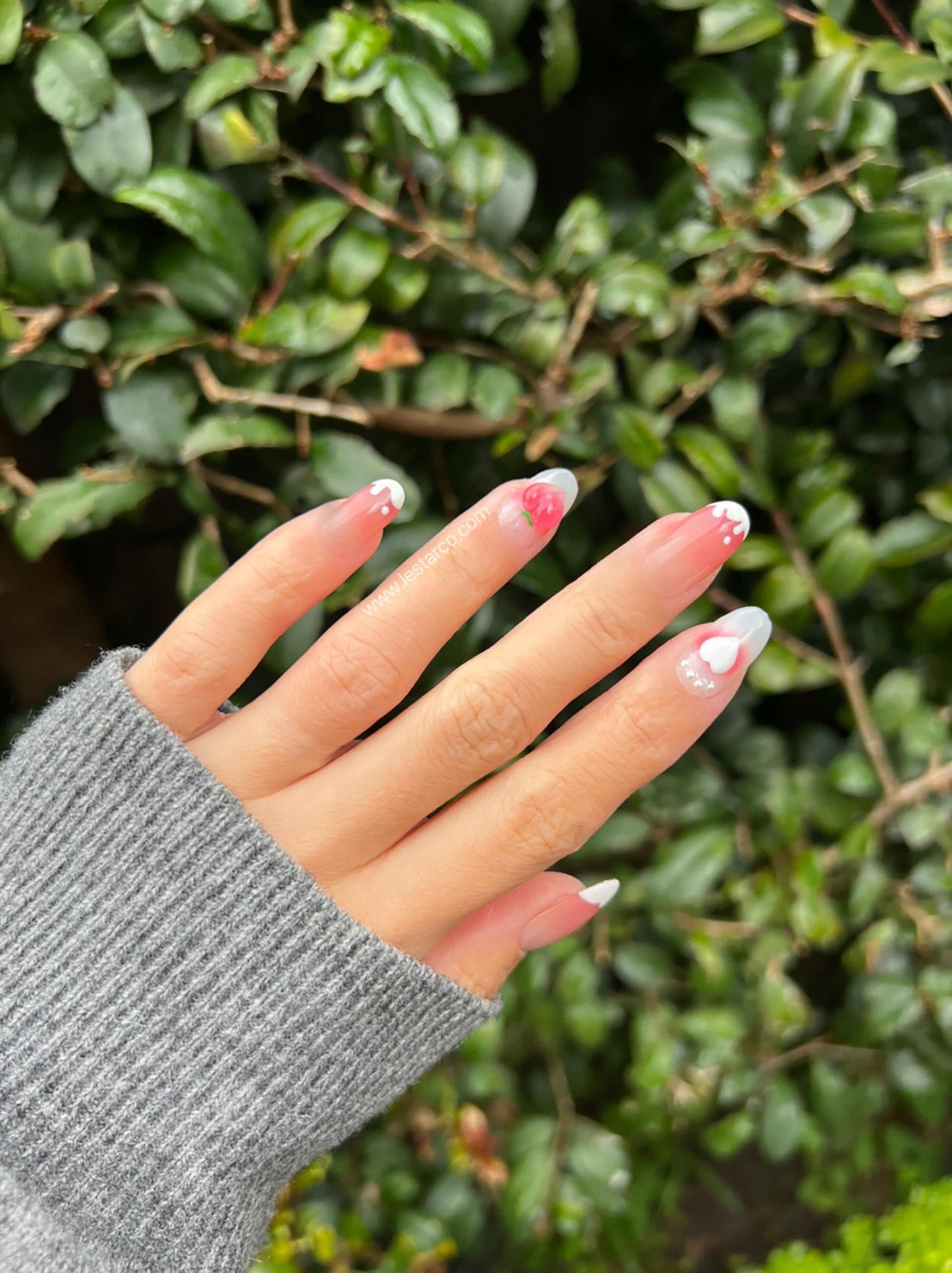 Reusable Peach Ice cream | Premium Press on Nails Gel | Fake Nails | Cute Fun Colorful Colorful Gel Nail Artist faux nails xx219