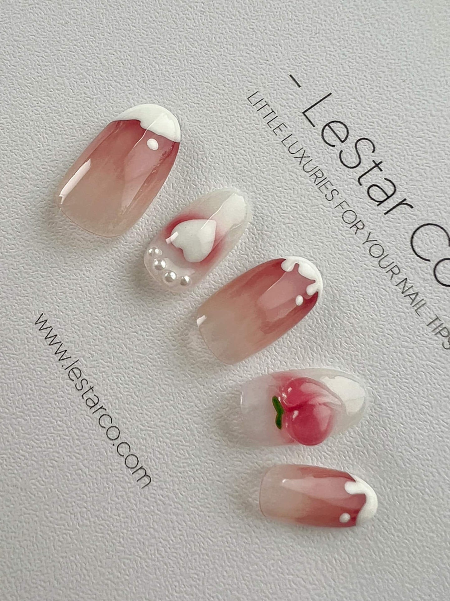 Reusable Peach Ice cream | Premium Press on Nails Gel | Fake Nails | Cute Fun Colorful Colorful Gel Nail Artist faux nails xx219