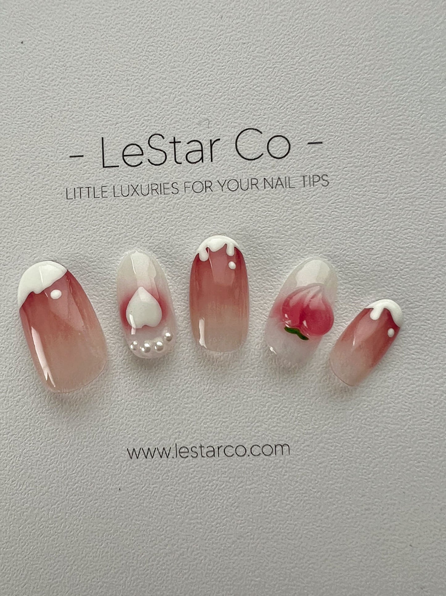 Reusable Peach Ice cream | Premium Press on Nails Gel | Fake Nails | Cute Fun Colorful Colorful Gel Nail Artist faux nails xx219