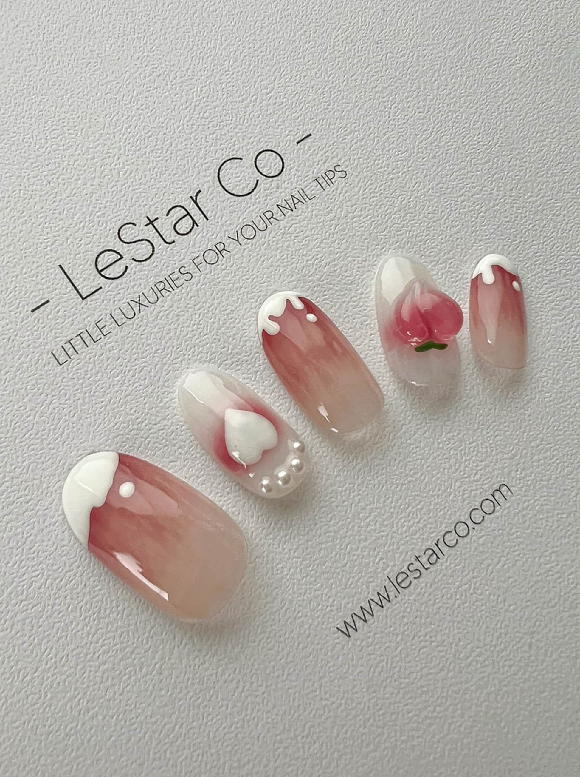 Reusable Peach Ice cream | Premium Press on Nails Gel | Fake Nails | Cute Fun Colorful Colorful Gel Nail Artist faux nails xx219