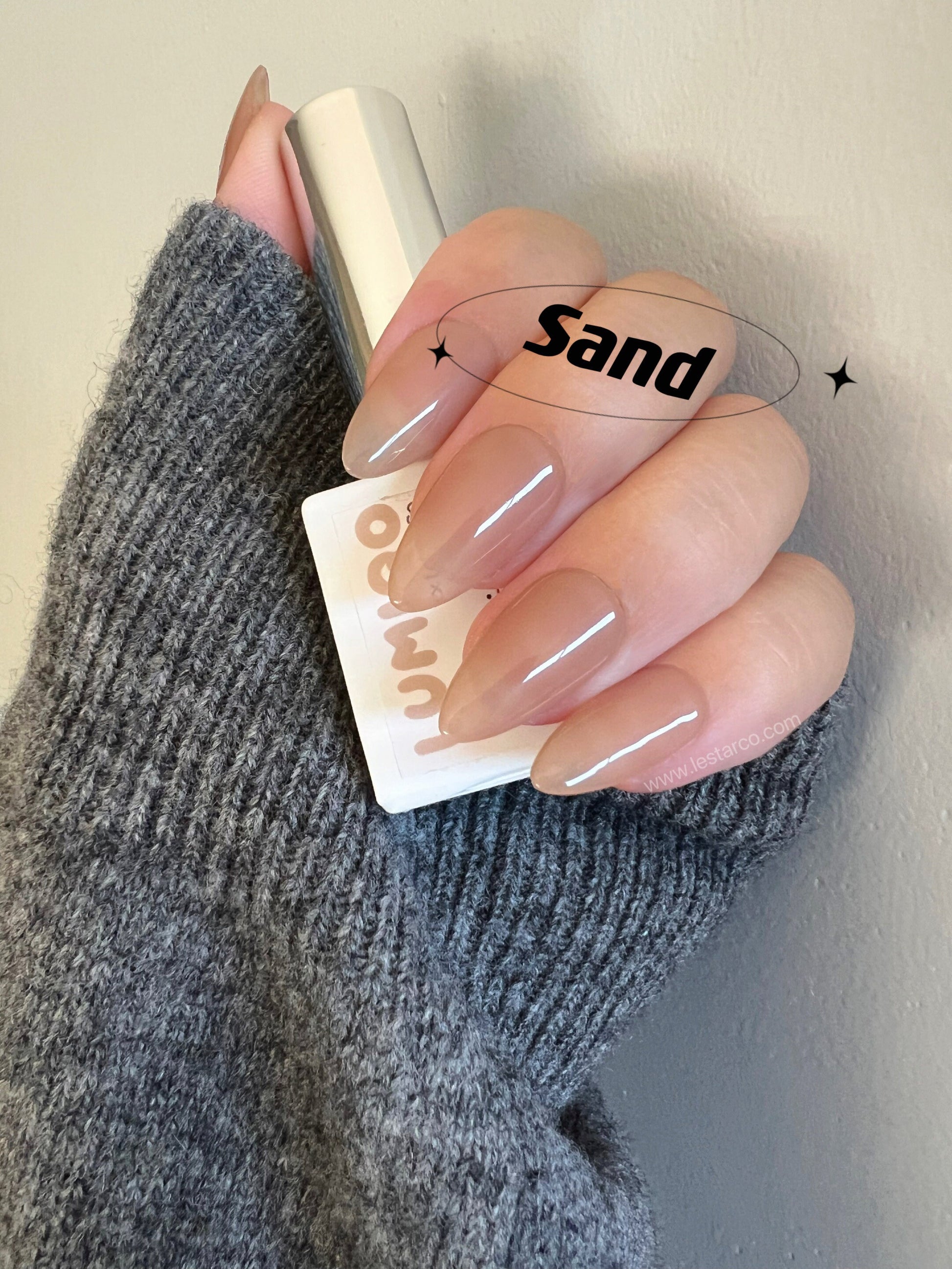 Sand | Sheer Nude Gel Polish | Ultra Shine Long Lasting Brush on UV Gels Home Nail DIY False Tips Manicure Nail Art Supply