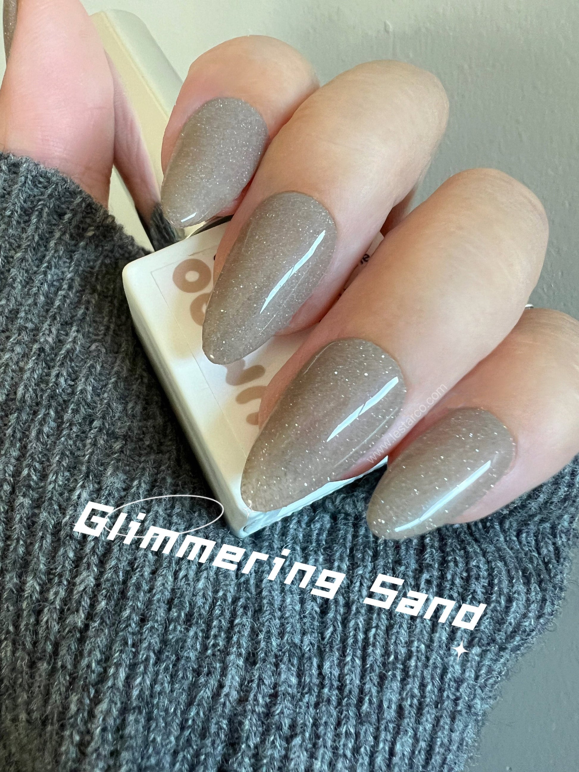 Glimmering Sand | Sheer Beige w/ Silver Glitter Gel Polish | Ultra Shine Long Lasting Brush on Polish DIY Home Manicure Nail Art Supply