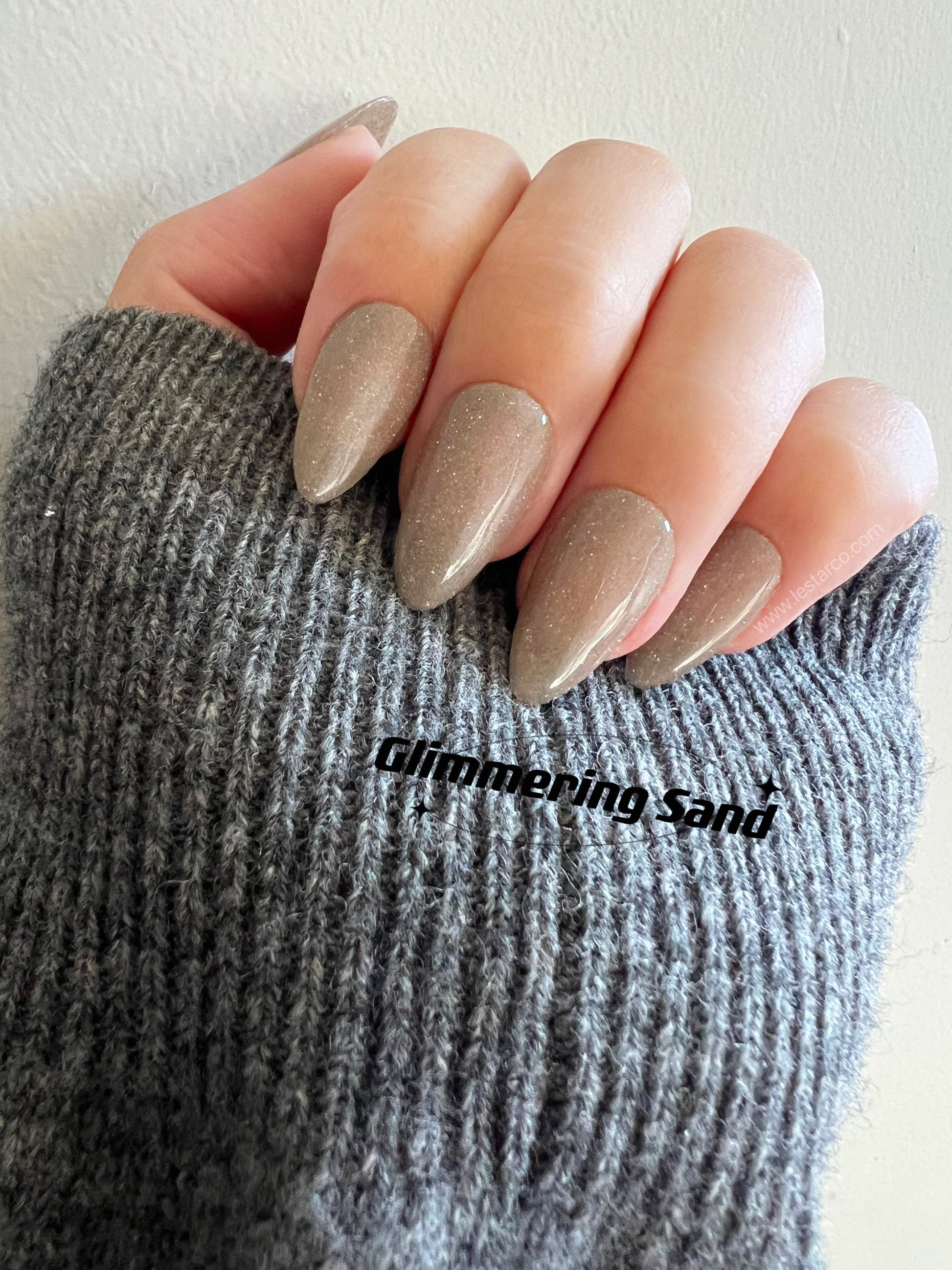 Glimmering Sand | Sheer Beige w/ Silver Glitter Gel Polish | Ultra Shine Long Lasting Brush on Polish DIY Home Manicure Nail Art Supply
