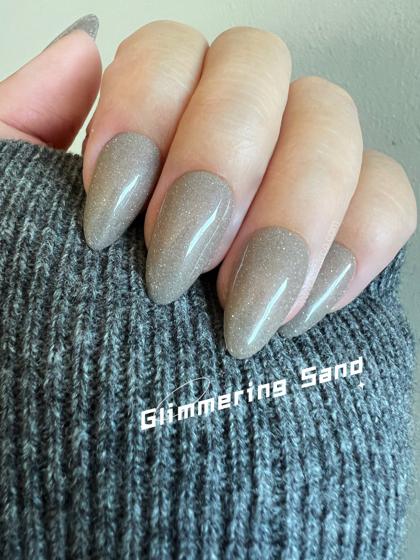 Glimmering Sand | Sheer Beige w/ Silver Glitter Gel Polish | Ultra Shine Long Lasting Brush on Polish DIY Home Manicure Nail Art Supply
