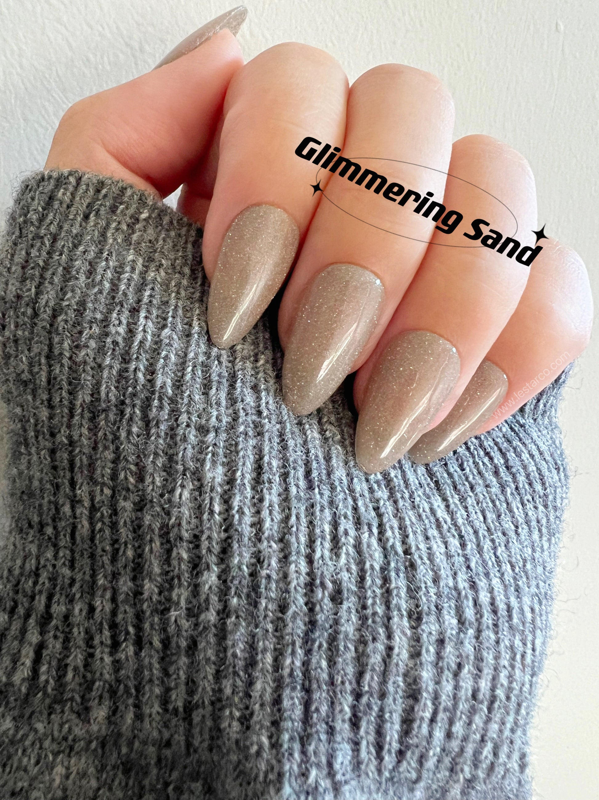 Glimmering Sand | Sheer Beige w/ Silver Glitter Gel Polish | Ultra Shine Long Lasting Brush on Polish DIY Home Manicure Nail Art Supply