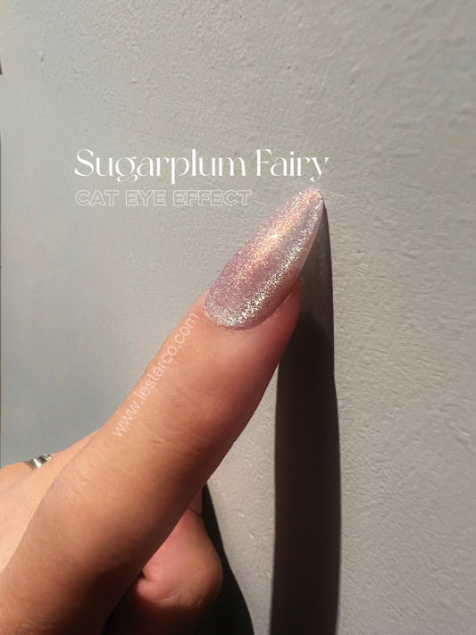 Sugarplum Fairy |Cat Eye Gel Polish | Sheer Pink w/Silver Red Shimmer | Long Lasting Brush on UV Gels Nail DIY Manicure Nail Art Supply