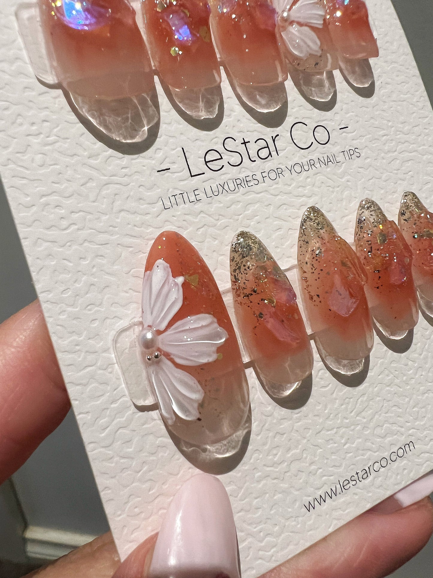 Reusable Sparkling Bloom | Premium Press on Nails Gel | Fake Nails | Cute Fun Colorful Gel Nail Artist faux nails BB249