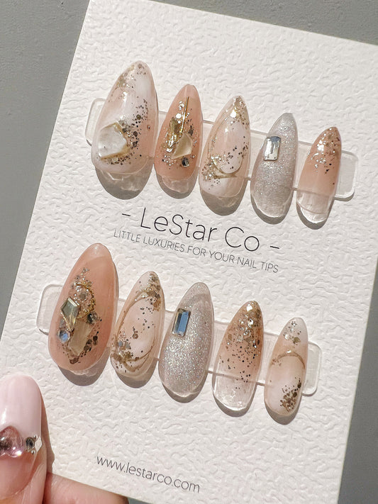 Reusable Gemstone Romance | Premium Press on Nails Gel | Fake Nails | Cute Fun Colorful Gel Nail Artist faux nails BB257