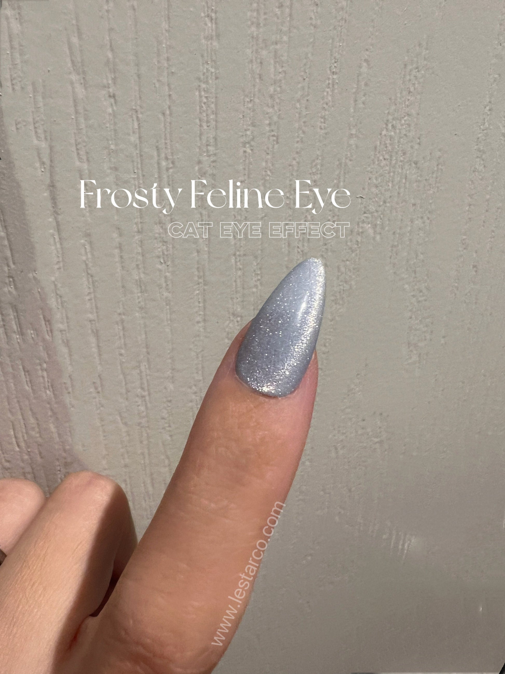 Frosty Feline Eye |Cat Eye Gel Polish | Sheer Baby Blue w/Silver Shimmer | Long Lasting Brush on UV Gels Nail DIY Manicure Nail Art Supply