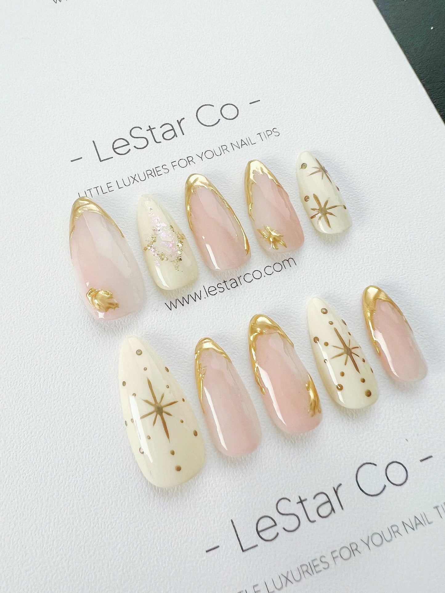 Reusable Pink Starlight | Premium Press on Nails Gel | Fake Nails | Cute Fun Colorful Gel Nail Artist faux nails ML297