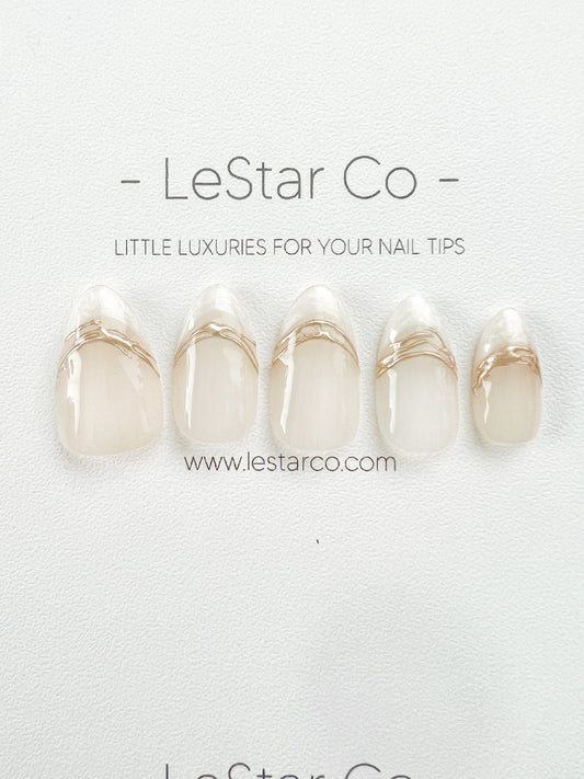 Reusable Pearl Royale | Premium Press on Nails Gel | Fake Nails | Cute Fun Colorful Gel Nail Artist faux nails ML299