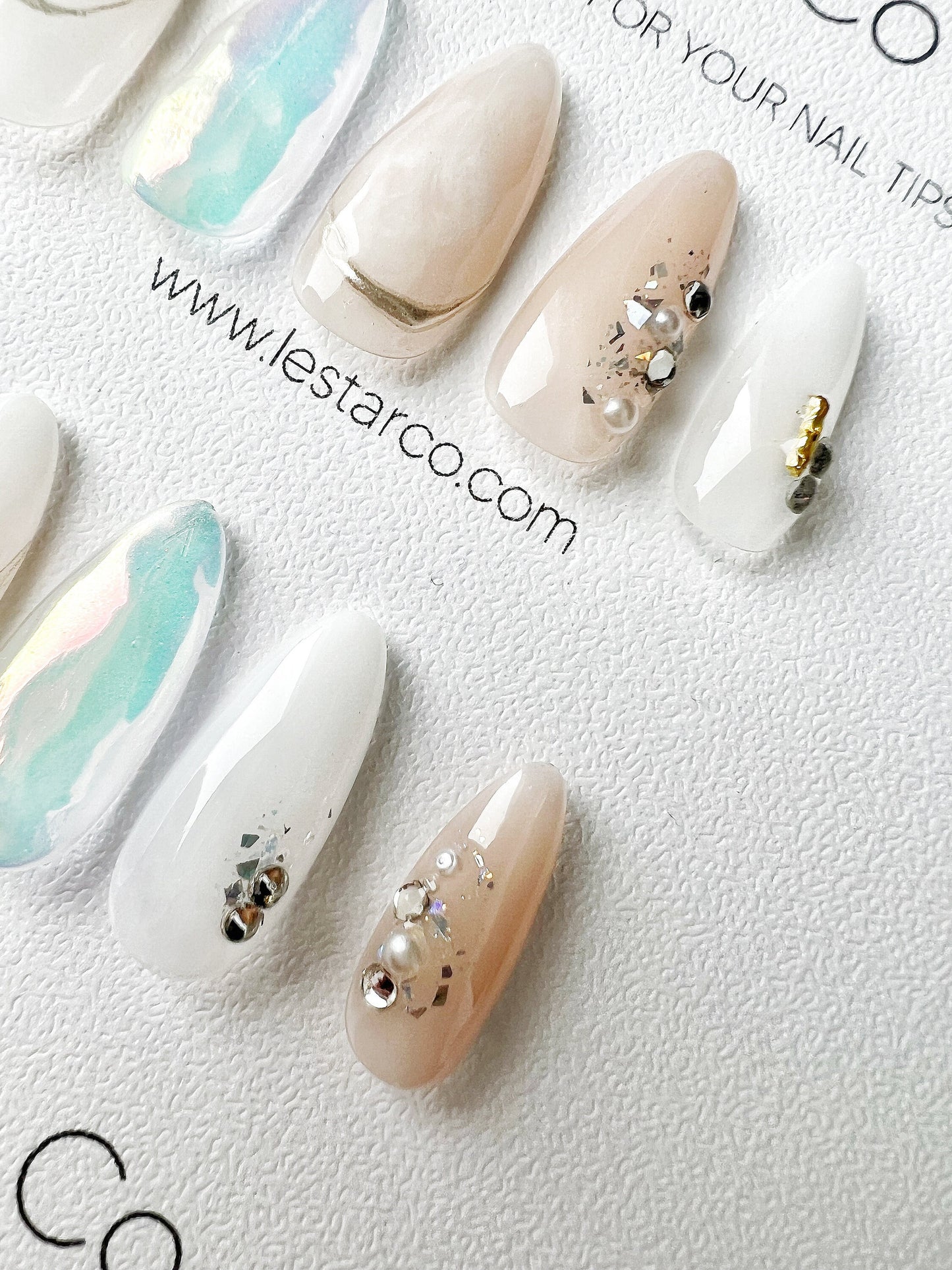 Reusable Misty Opal | Premium Press on Nails Gel | Fake Nails | Cute Fun Colorful Gel Nail Artist faux nails BB316