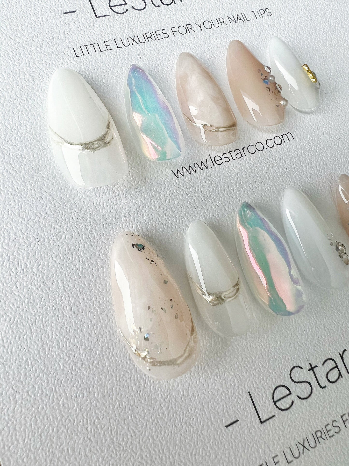 Reusable Misty Opal | Premium Press on Nails Gel | Fake Nails | Cute Fun Colorful Gel Nail Artist faux nails BB316