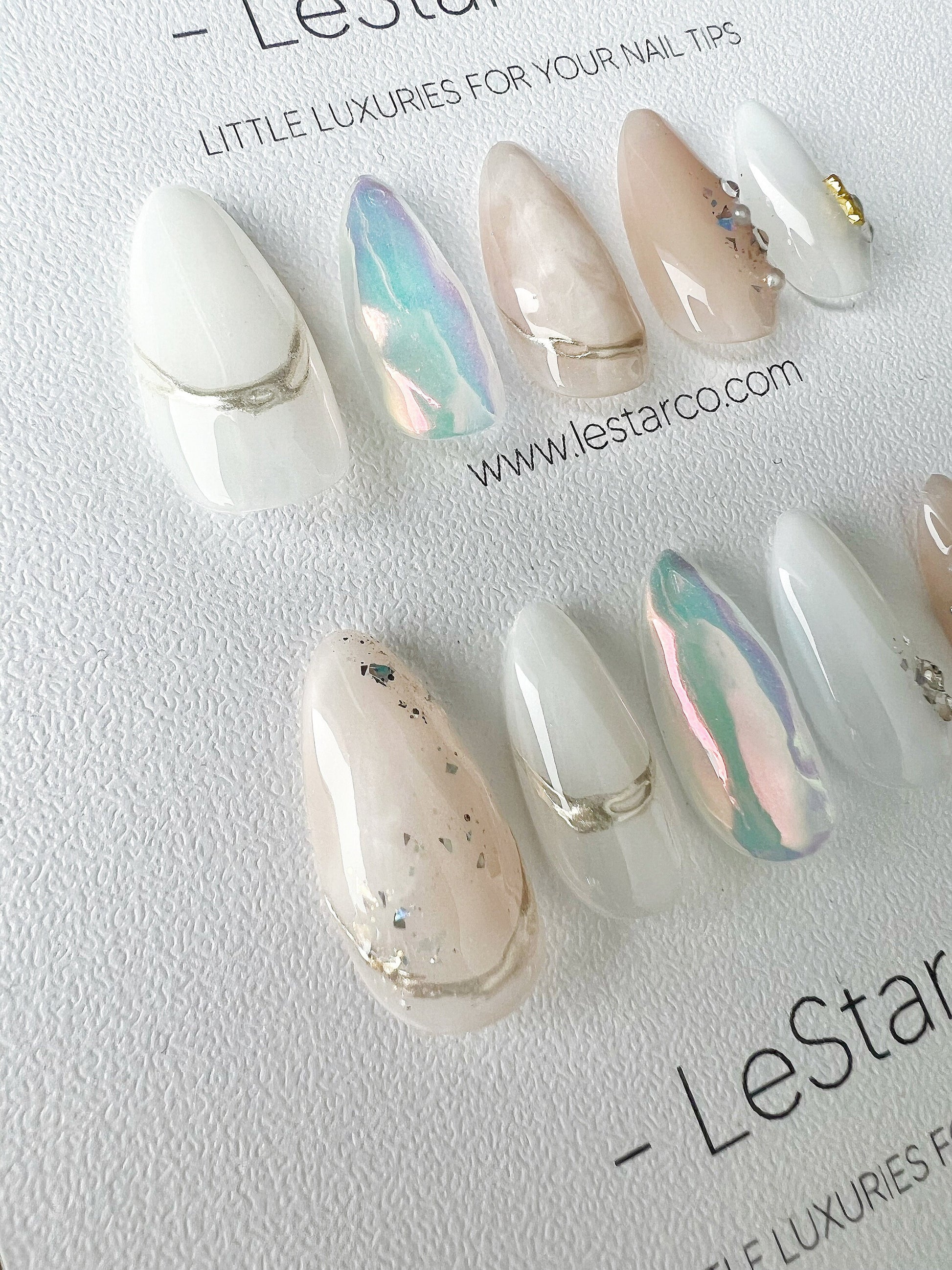 Reusable Misty Opal | Premium Press on Nails Gel | Fake Nails | Cute Fun Colorful Gel Nail Artist faux nails BB316