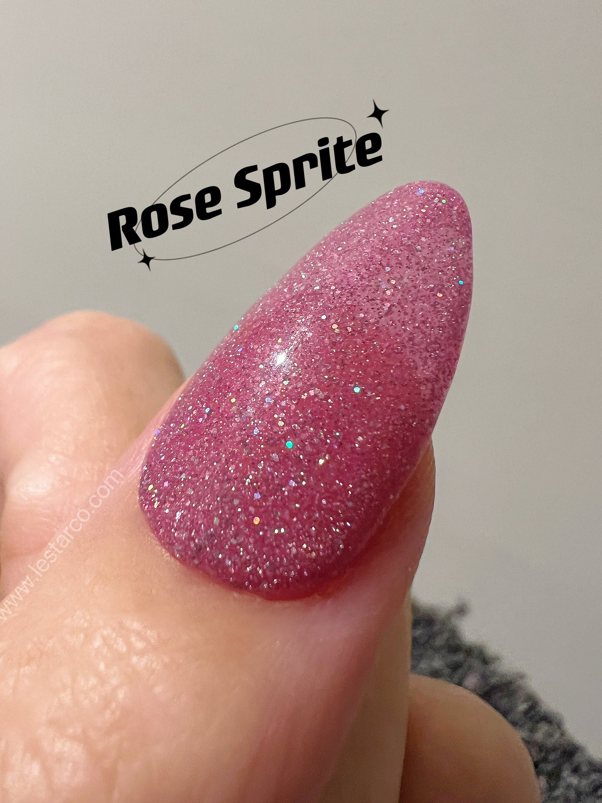 Rose Sprite | Sheer Hot Pink w/ Silver and Holographic Glitter | Ultra Shine Long Lasting Brush on UV Gels Home Nail Art Manicure Supply